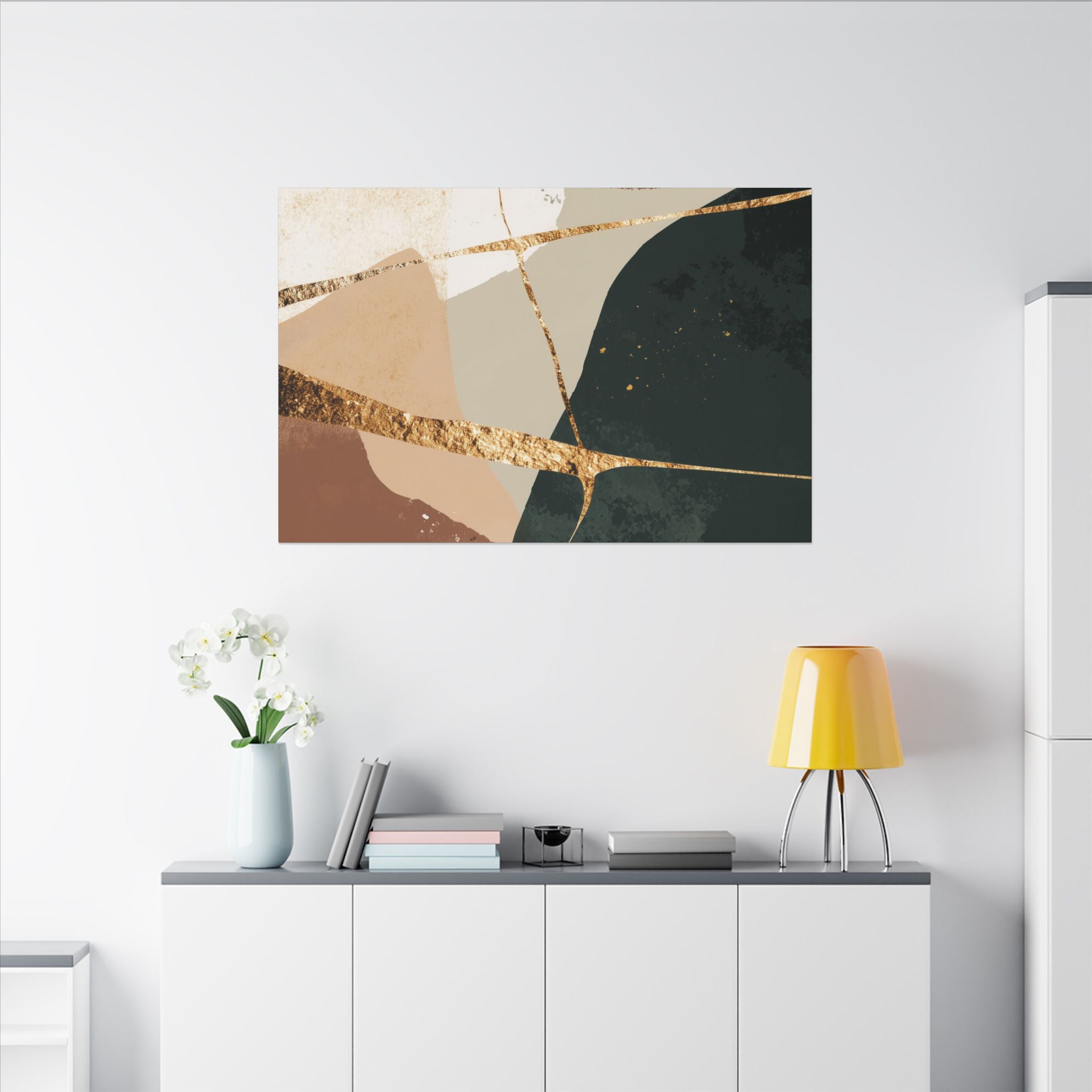 Canvas Print, Abstract Earthy Gold Wall Art, Modern Designer Home Decor, Stretched Matte Canvas; Thick, Multi-Size, Office Decor