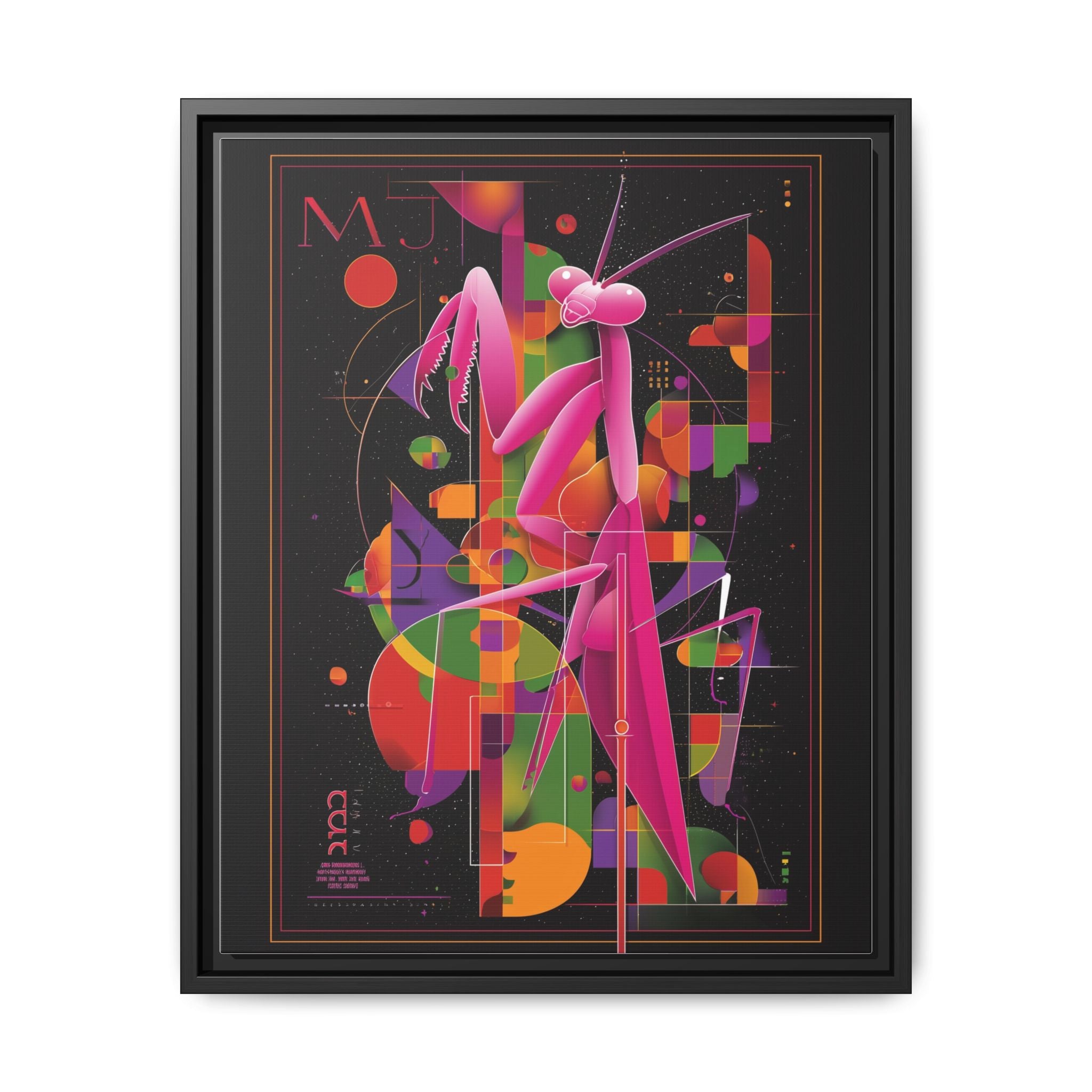 Geometric Mantis Framed Print : Starry Night Abstract, Graphic Design Poster   |  Personalized & Custom Orders Available