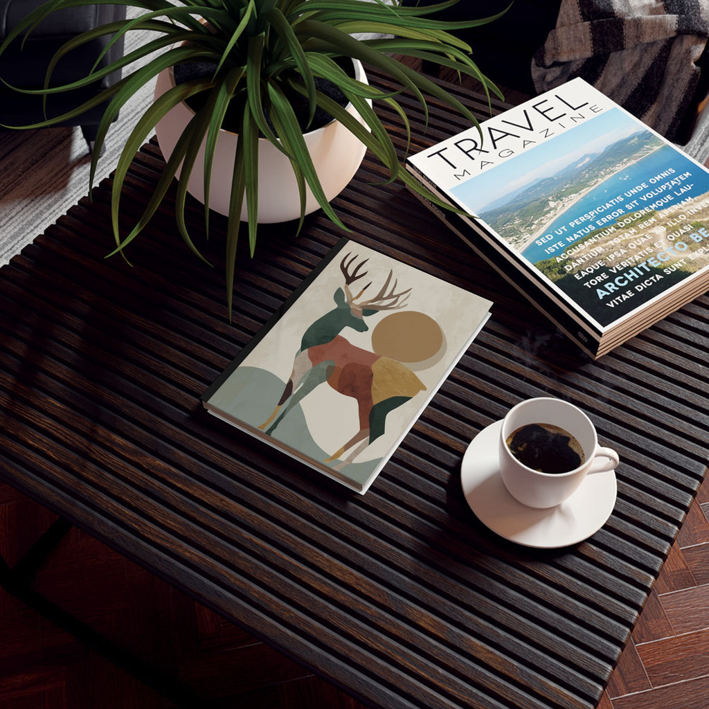 Geometric Elk Journal, Earthen Toned Wildlife Diary, Nature Inspired Notebook, Rustic Deer Notepad, Outdoor Adventure Planner