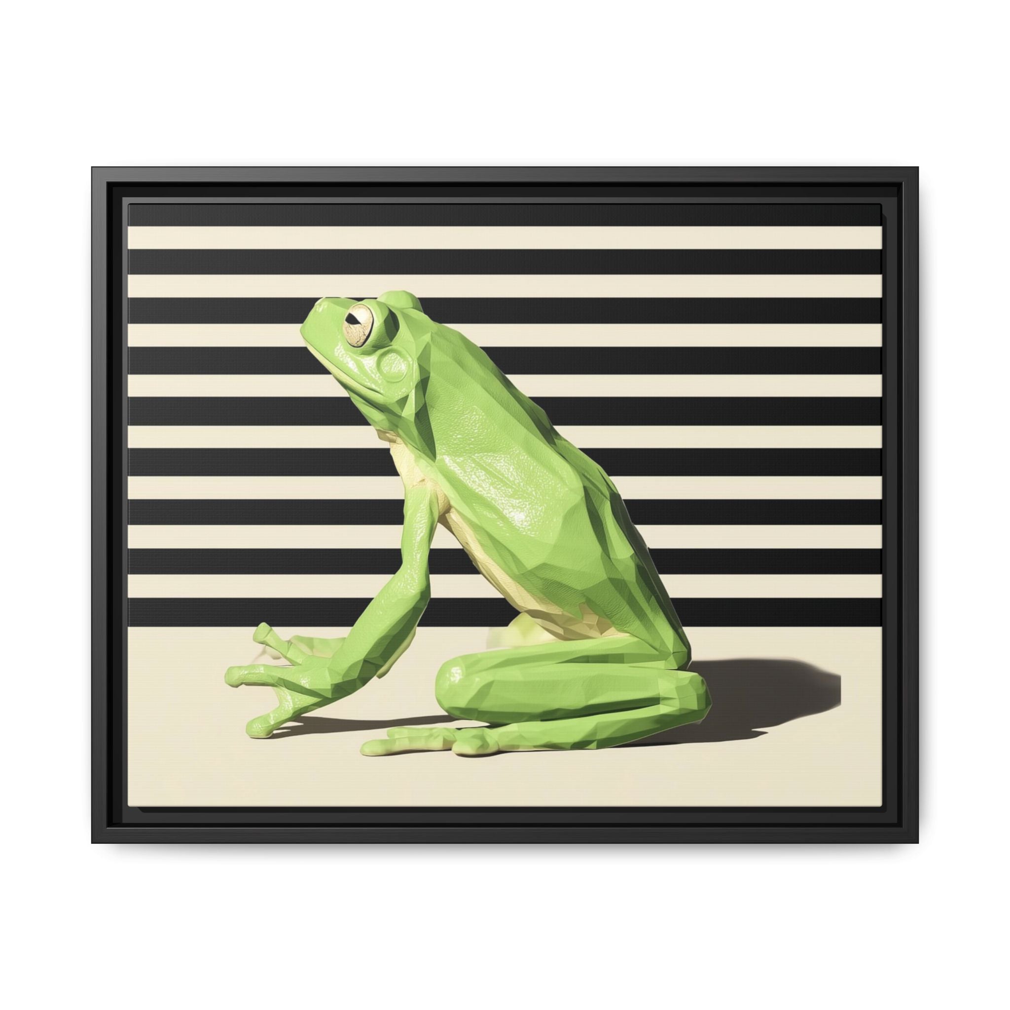 Geometric Frog Framed Print : Low-Poly Amphibian Design, Contemporary Minimalist Art   |  Personalized & Custom Orders Available
