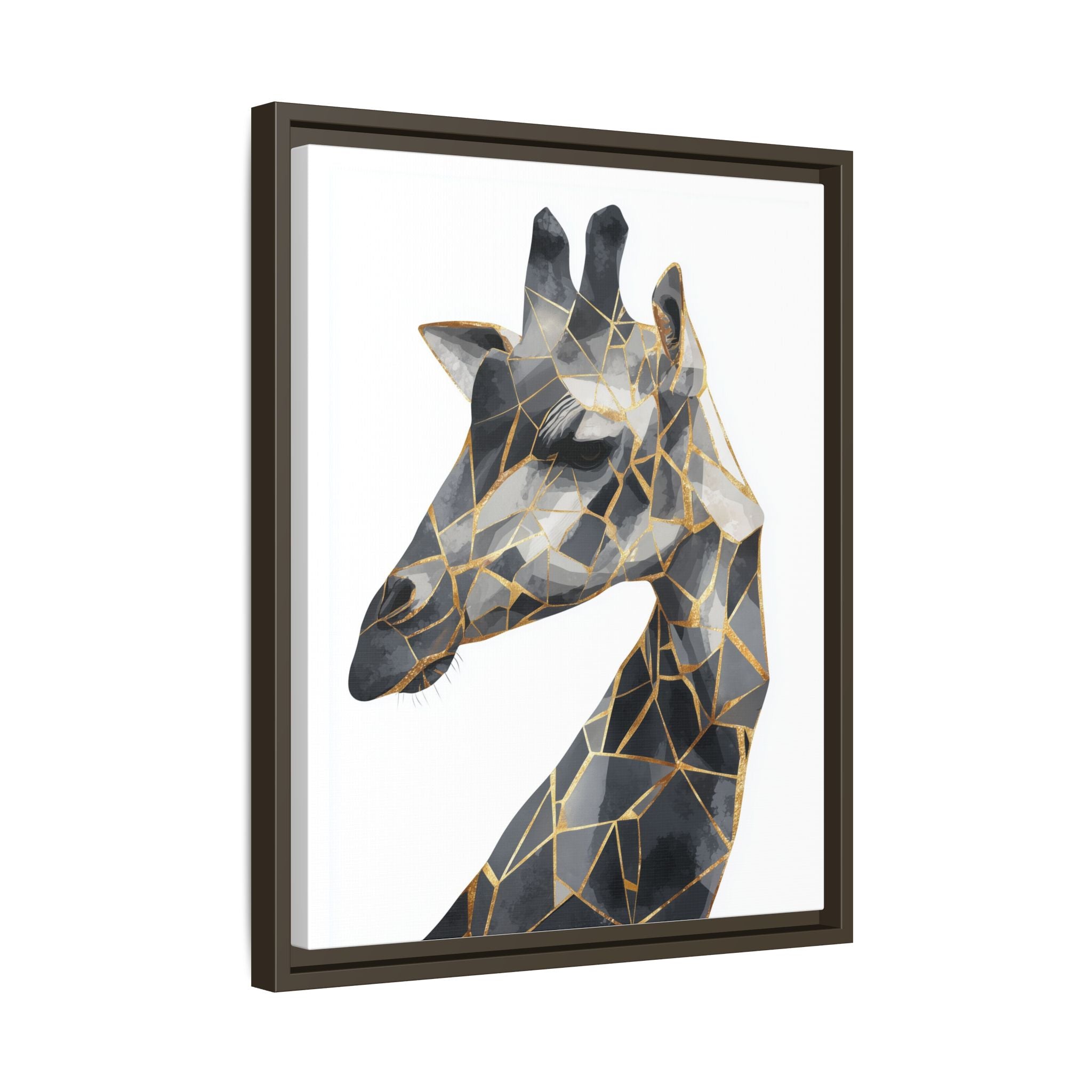 Geometric Giraffe Framed Print : Modern Mosaic Wildlife Art, Contemporary Golden Fragments   |  Personalized & Custom Orders Available