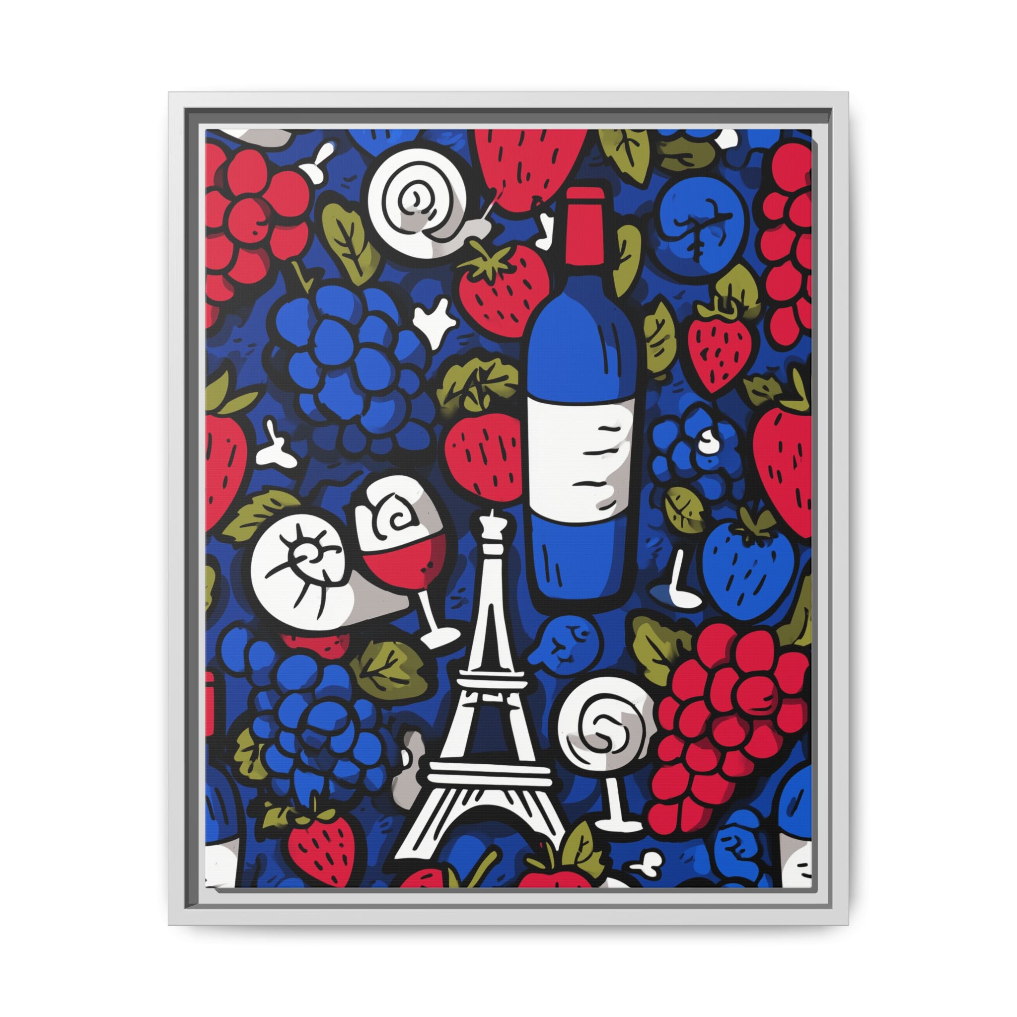 French Wine & Fruit Matte Canvas Art — Framed Paris Kitchen Print