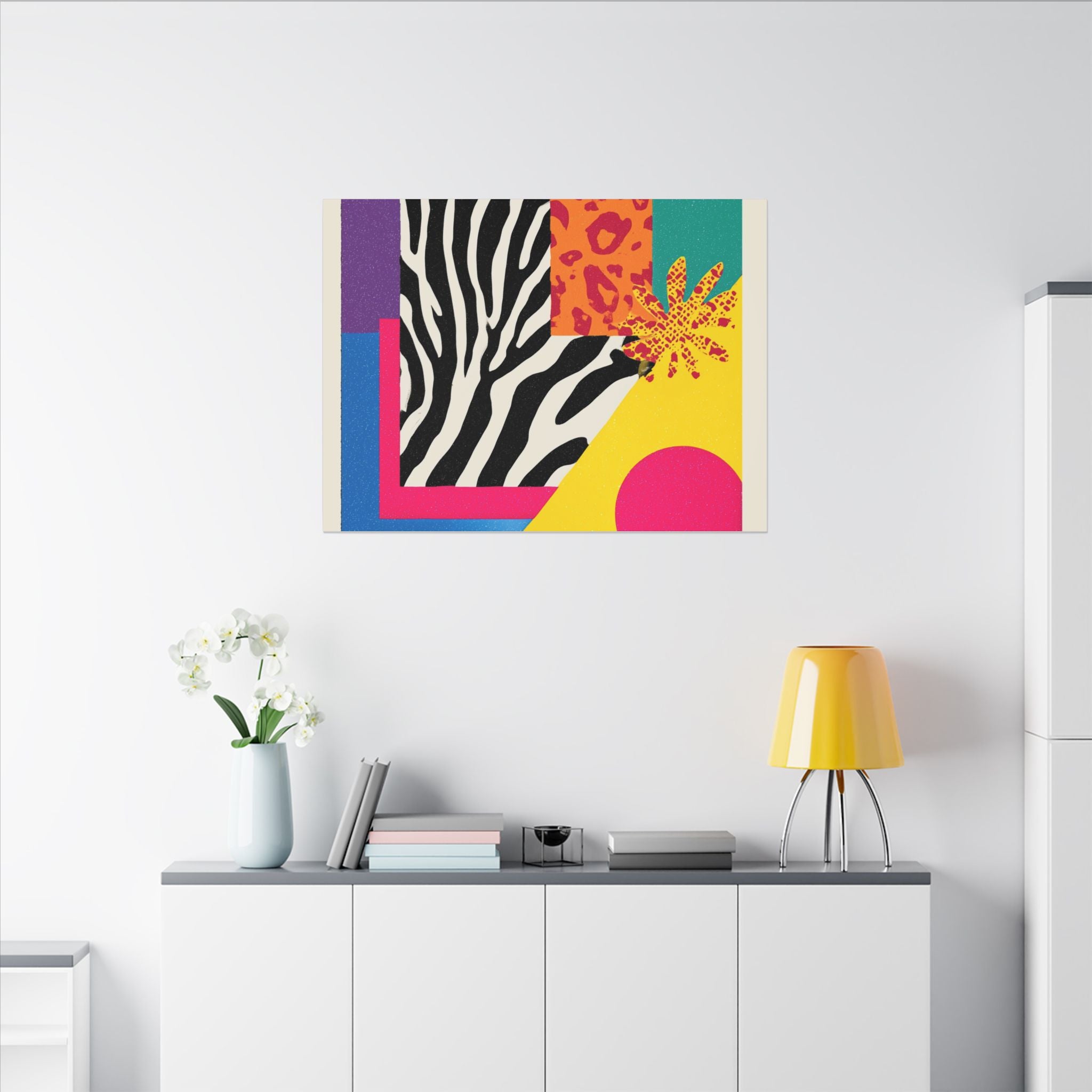 Pop Geometry: Zebra Leopard Fusion, Geometric Color Block, Modern Abstract Design   |   Custom Orders Accepted