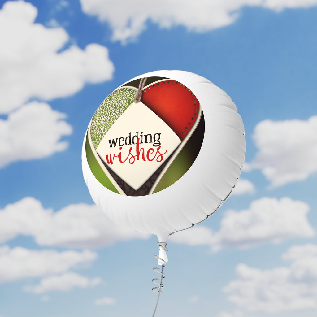 Wedding Wishes Mylar Balloon — Round Helium Balloon for Wedding Decor & Reception Favors