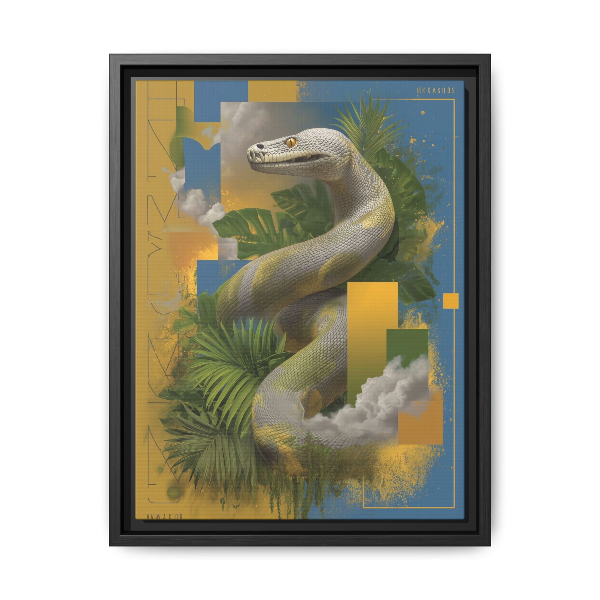 Serpent's Geometry: Tropical Jungle Fusion, Digital Surrealist Composition   |  Personalized & Custom Orders Available
