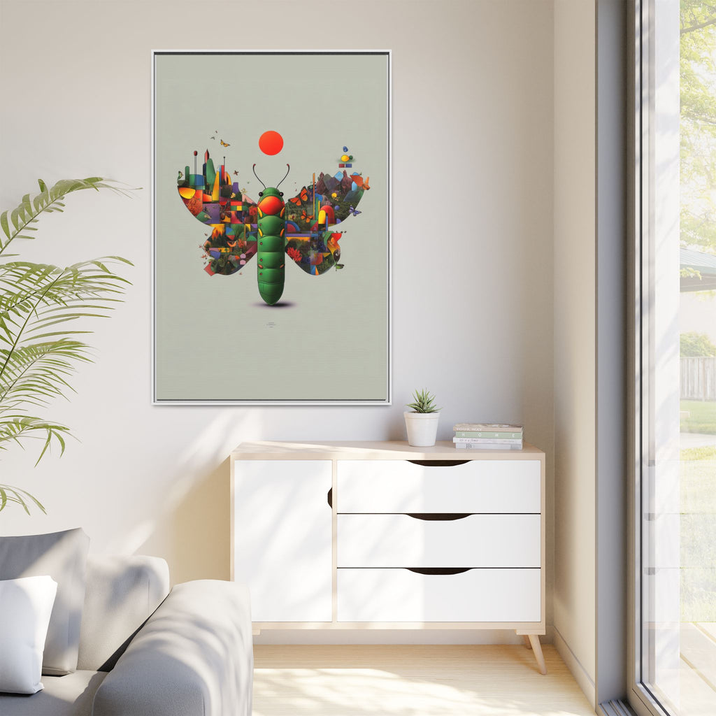 Geometric Chrysalis Framed Print : Butterfly Transformation, Digital Abstract Landscape Metaphor   |  Personalized & Custom Orders