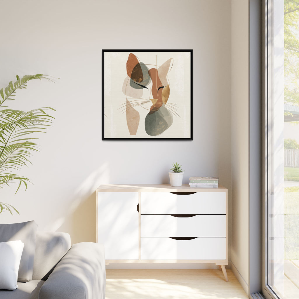 Feline Geometry: Abstract Cat Portrait, Minimalist Earth Tones   |  Personalized & Custom Orders Available