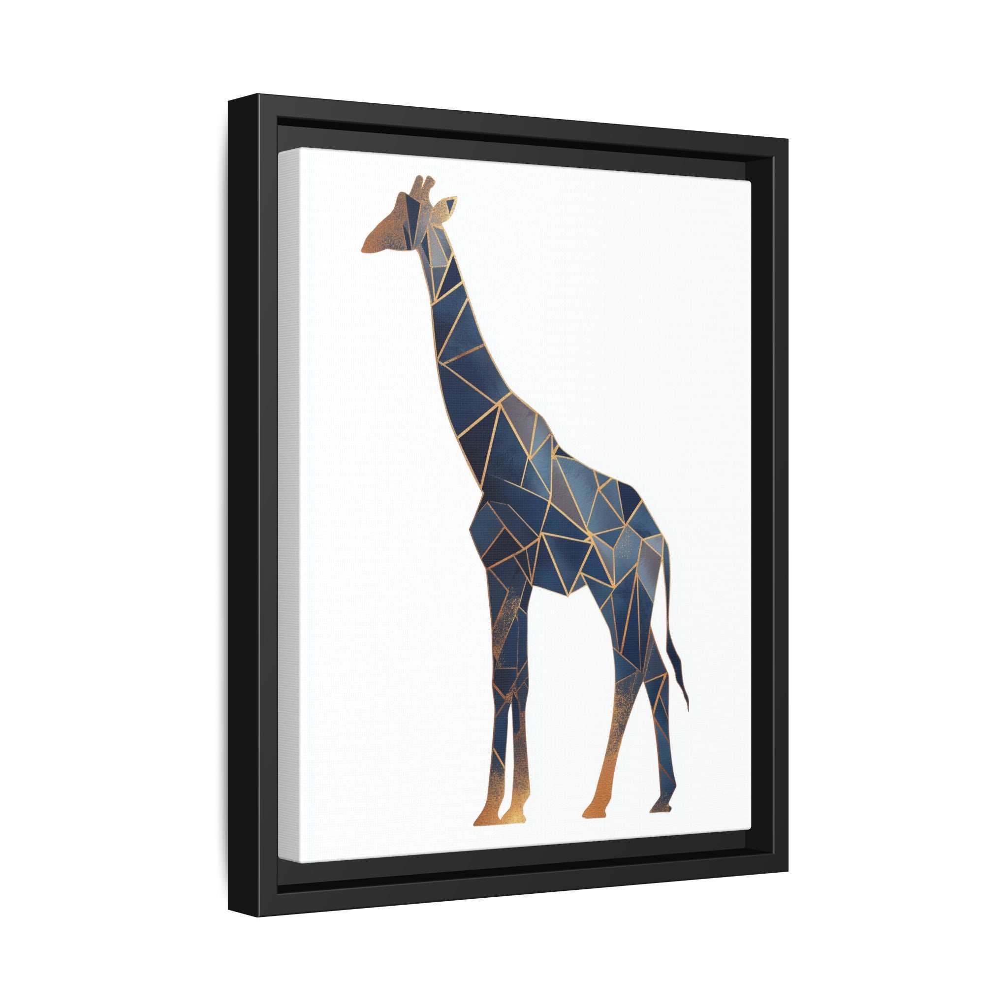 Geometric Giraffe Framed Print : Faceted Blue Mosaic, Modern Wildlife Art   |  Personalized & Custom Orders Available