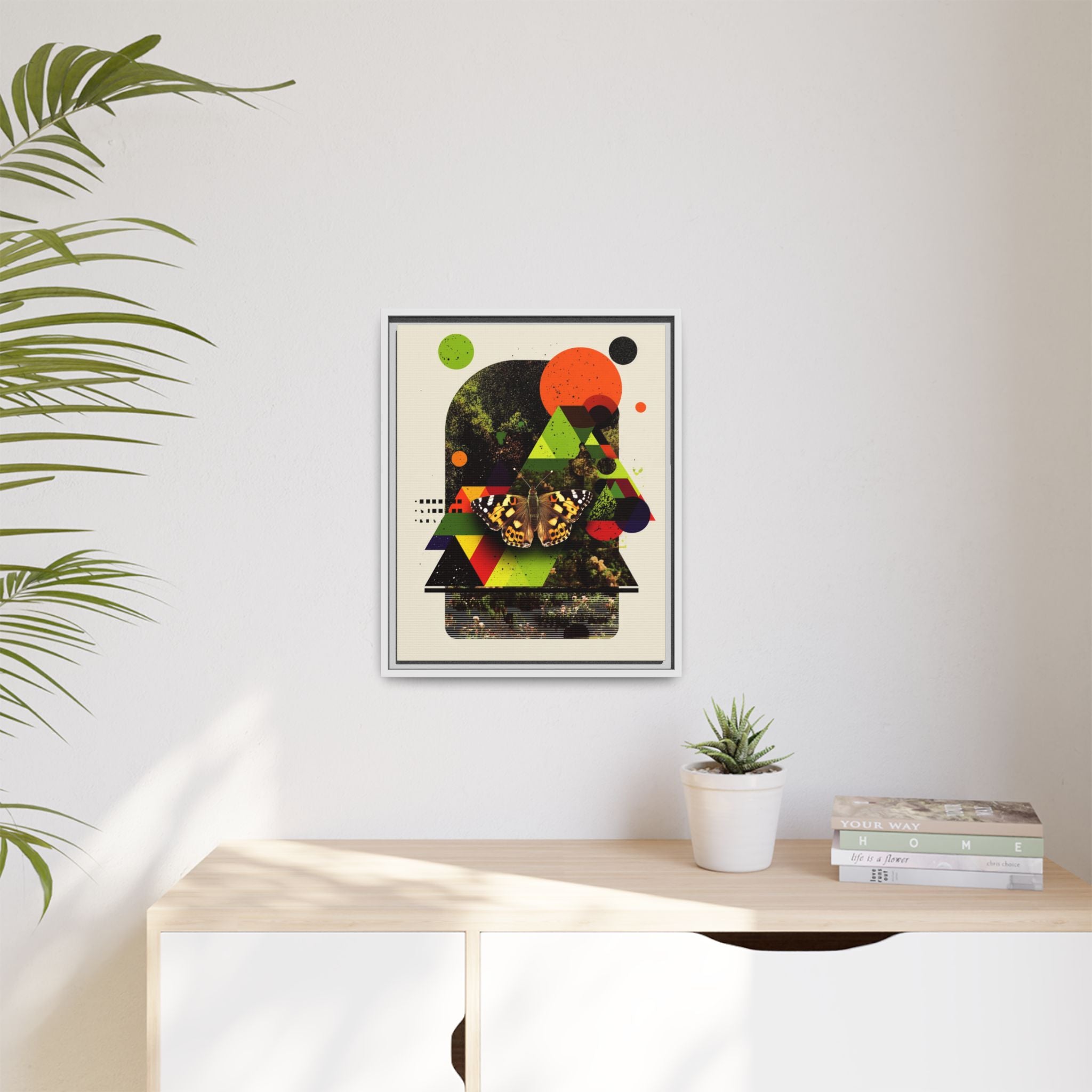 Metamorphic Geometries Framed Print: Digital Nature Collage, Butterfly Abstract Design   |   Custom Orders Available