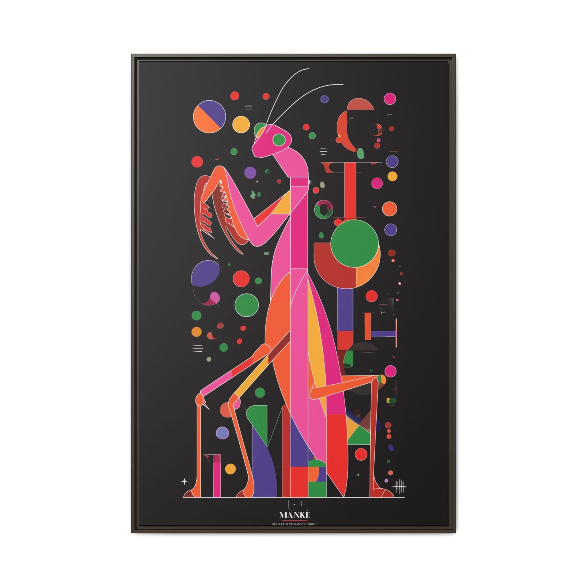 Mantis Geometrica Framed Print : Cubist Insect Design, Vibrant Graphic Poster Art   |   Custom Orders Available