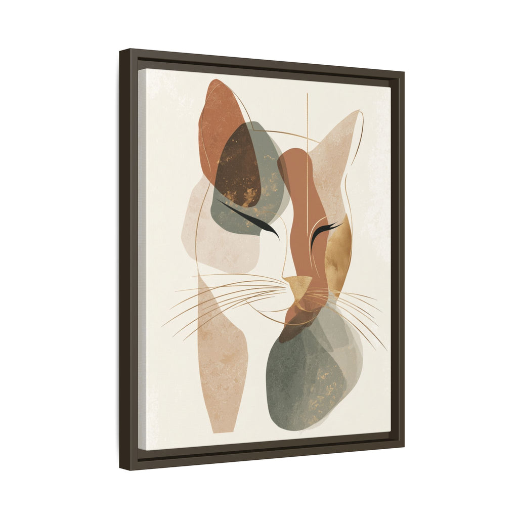Feline Geometry: Abstract Cat Portrait, Minimalist Earth Tones   |  Personalized & Custom Orders Available