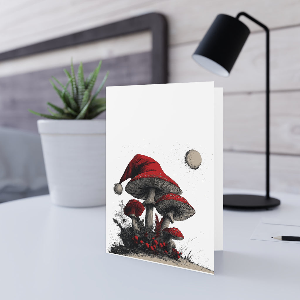 Moonlit Mushroom Wonderland: Whimsical Forest Fantasy, Surreal Holiday Illustration, Detailed Sketch Art Style | Custom Orders Accepted