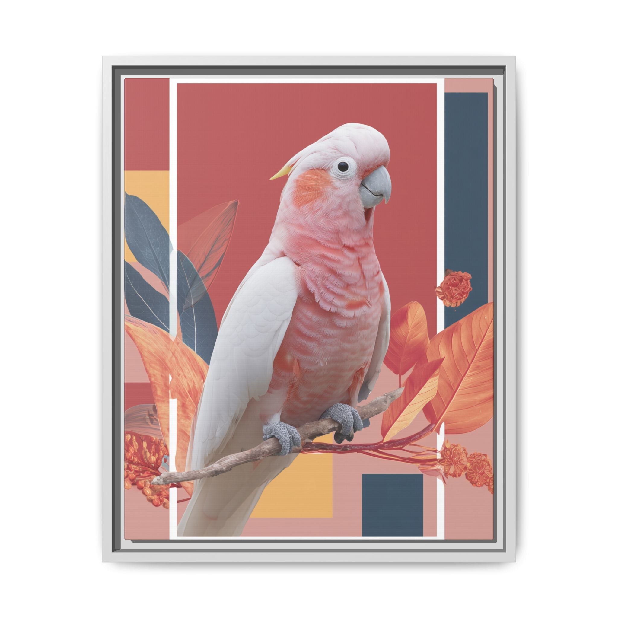 Framed Print: Cockatoo in Contemporary Geometric Style, Modern Avian Art Collection   |  Personalized & Custom Orders Available