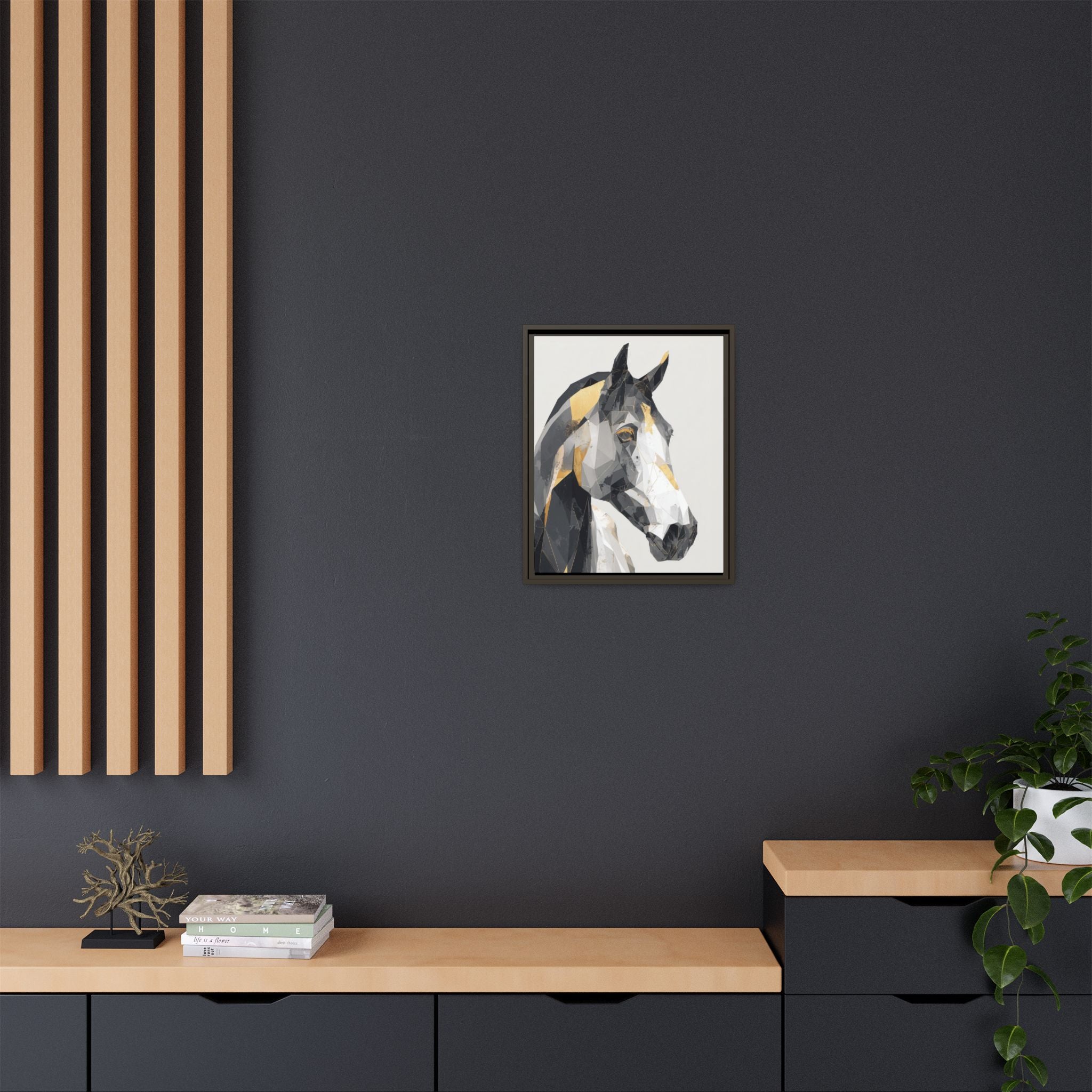 Geometric Equine Framed Print : Polygonal Horse Portrait, Modern Abstract Geometric Art   |  Personalized & Custom Orders Available