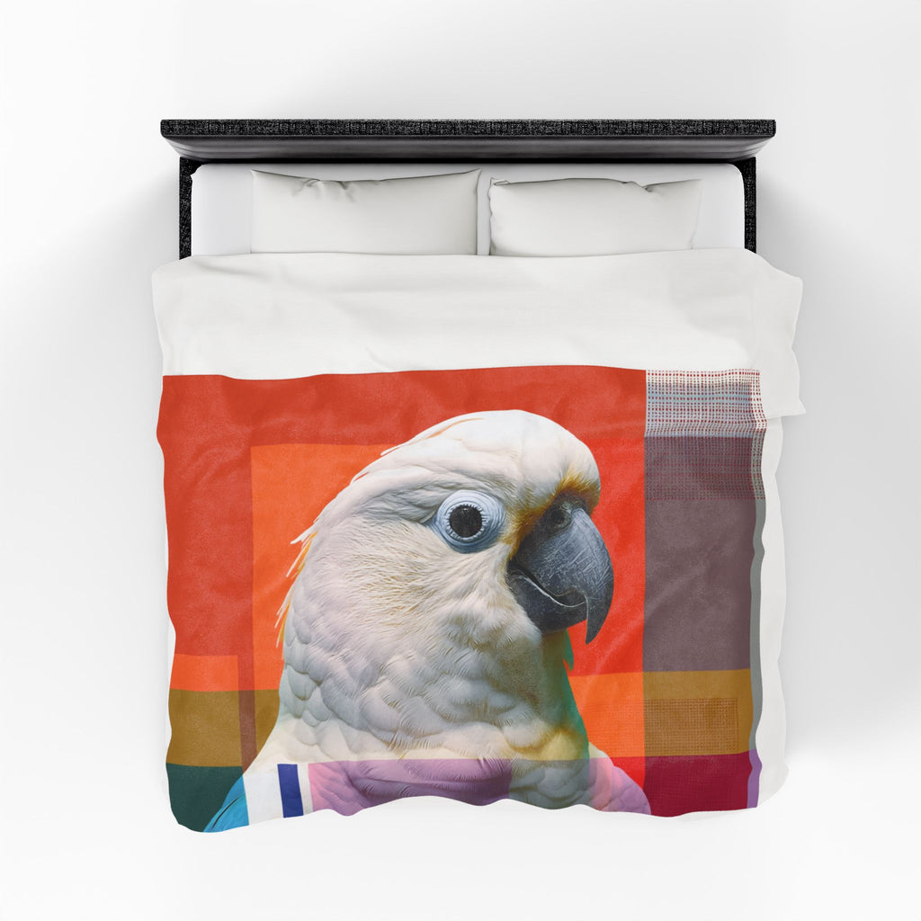 Cockatoo Chromatics Quilt Cover, Doona Cover, Duvet : Geometric Pop Art Portrait, Modern Avian Abstract   |    Custom Orders Available