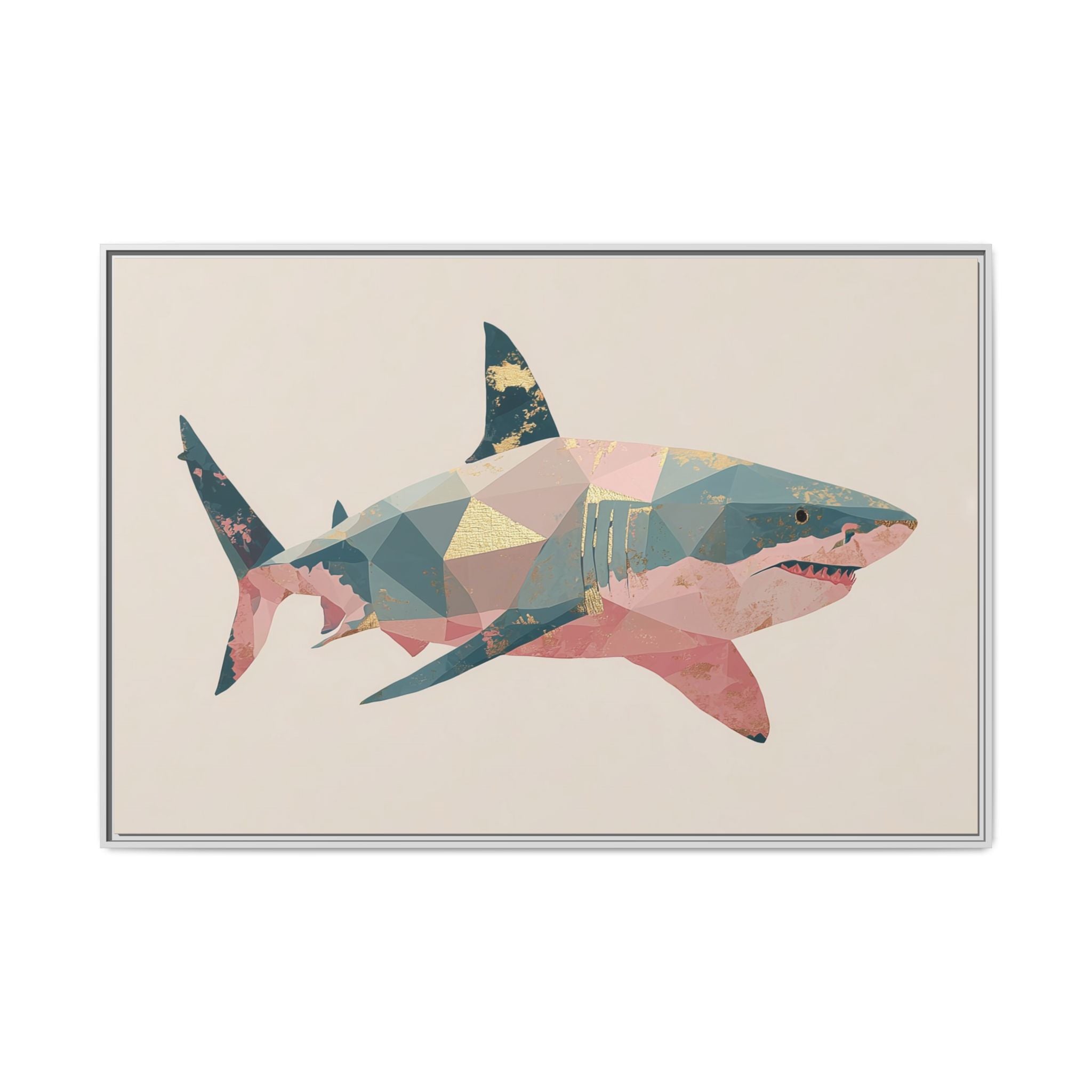 Geometric Shark Spectrum: Polygonal Marine Predator, Abstract Metallic Design   |  Personalized & Custom Orders Available