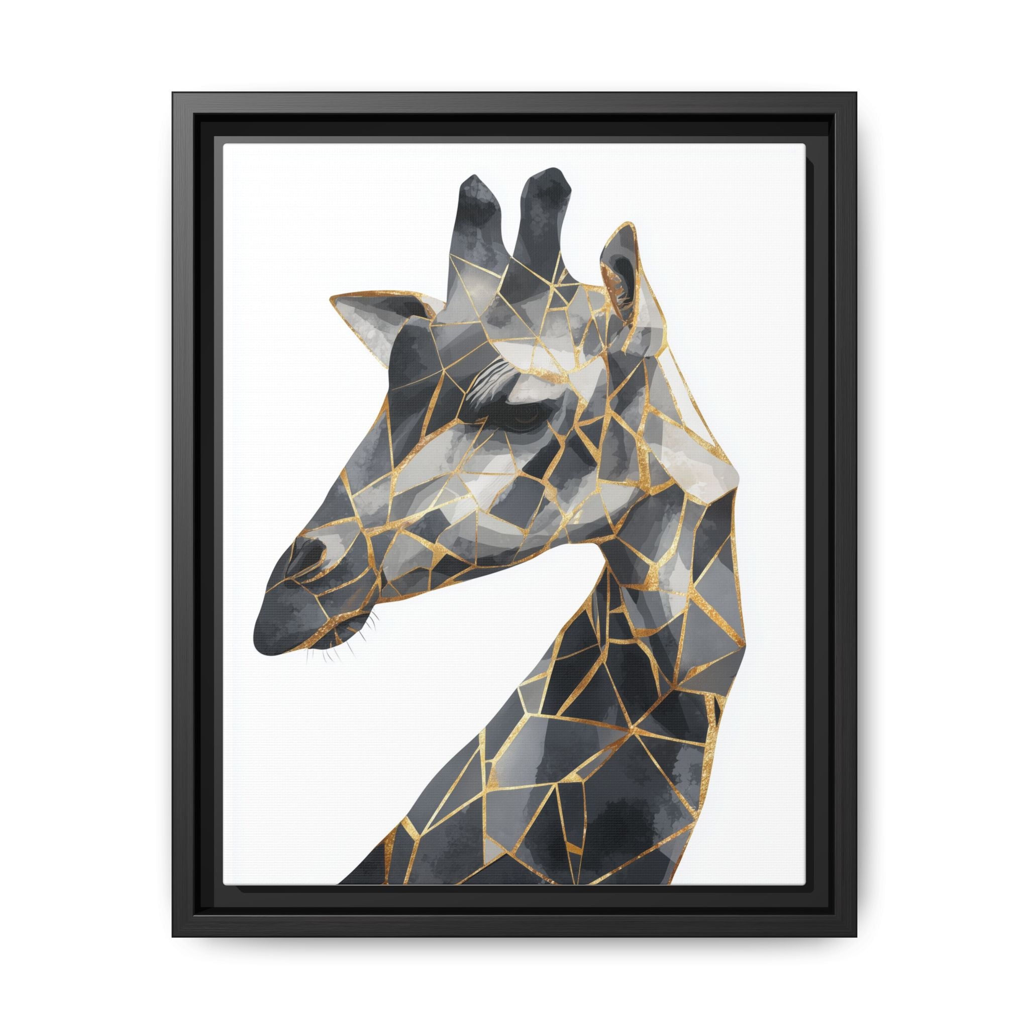 Geometric Giraffe Framed Print : Modern Mosaic Wildlife Art, Contemporary Golden Fragments   |  Personalized & Custom Orders Available