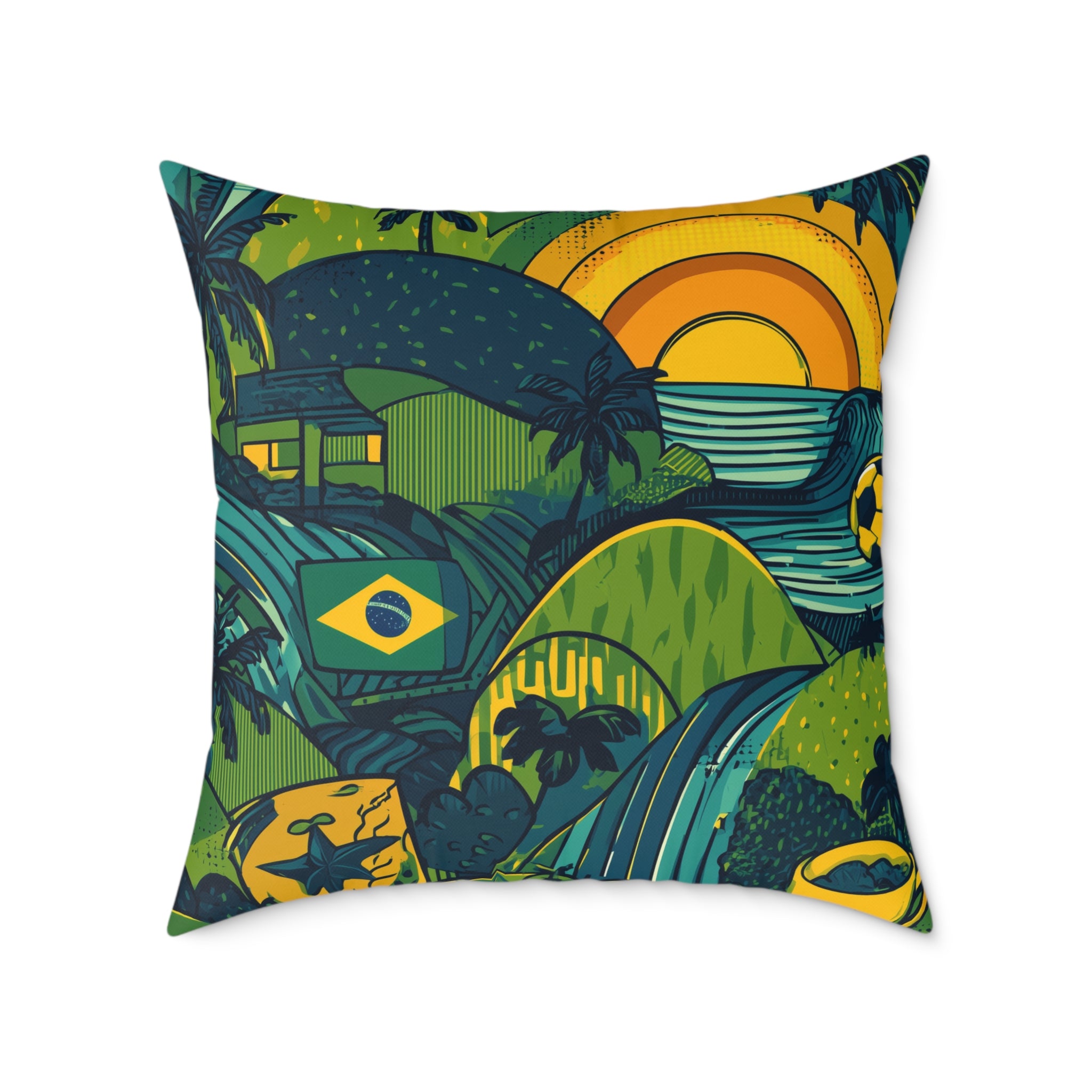 Vibrant Brazil-Themed Square Poly Canvas Pillow, Boho Decorative Cushion, Living Room Accent, Gift for Nature Lovers, Eco-Friendly [...]