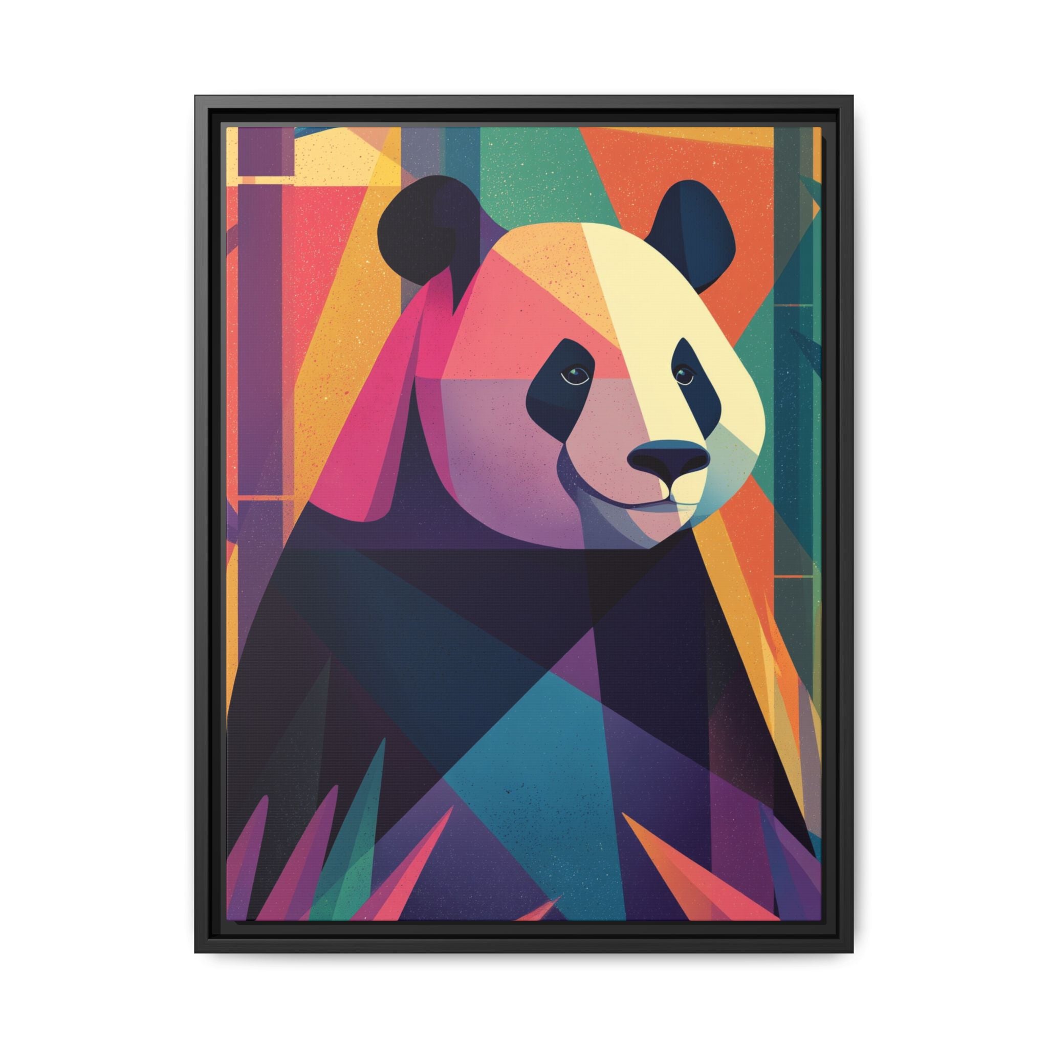 Geometric Panda Framed Print : Cubist Wildlife Portrait, Colorful Abstract Interpretation   |  Personalized & Custom Orders Available