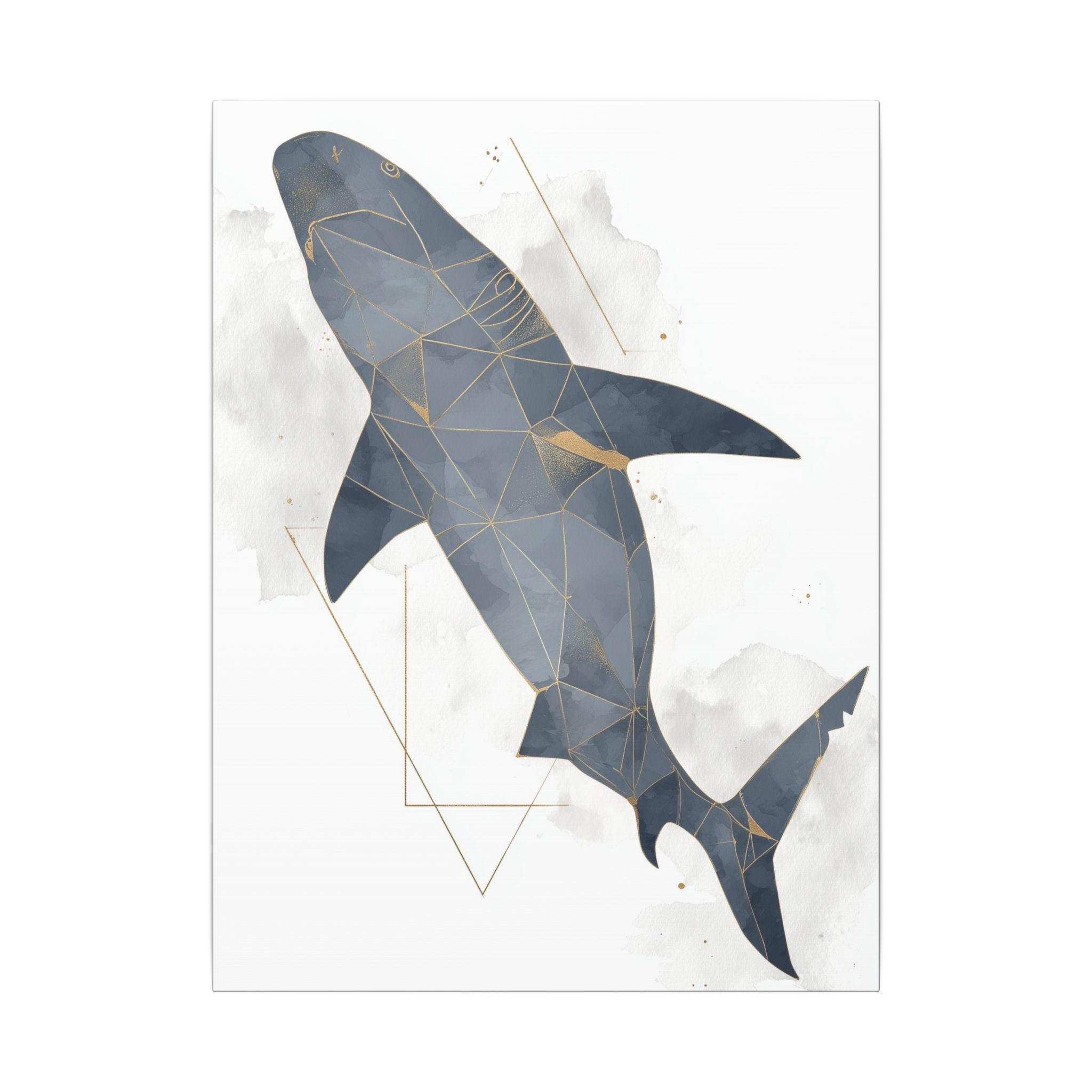 Apex Predator: Geometric Marine Portrait, Triangular Mosaic Design, Blue-Gray Shark Art   |  Personalized & Custom Orders Available