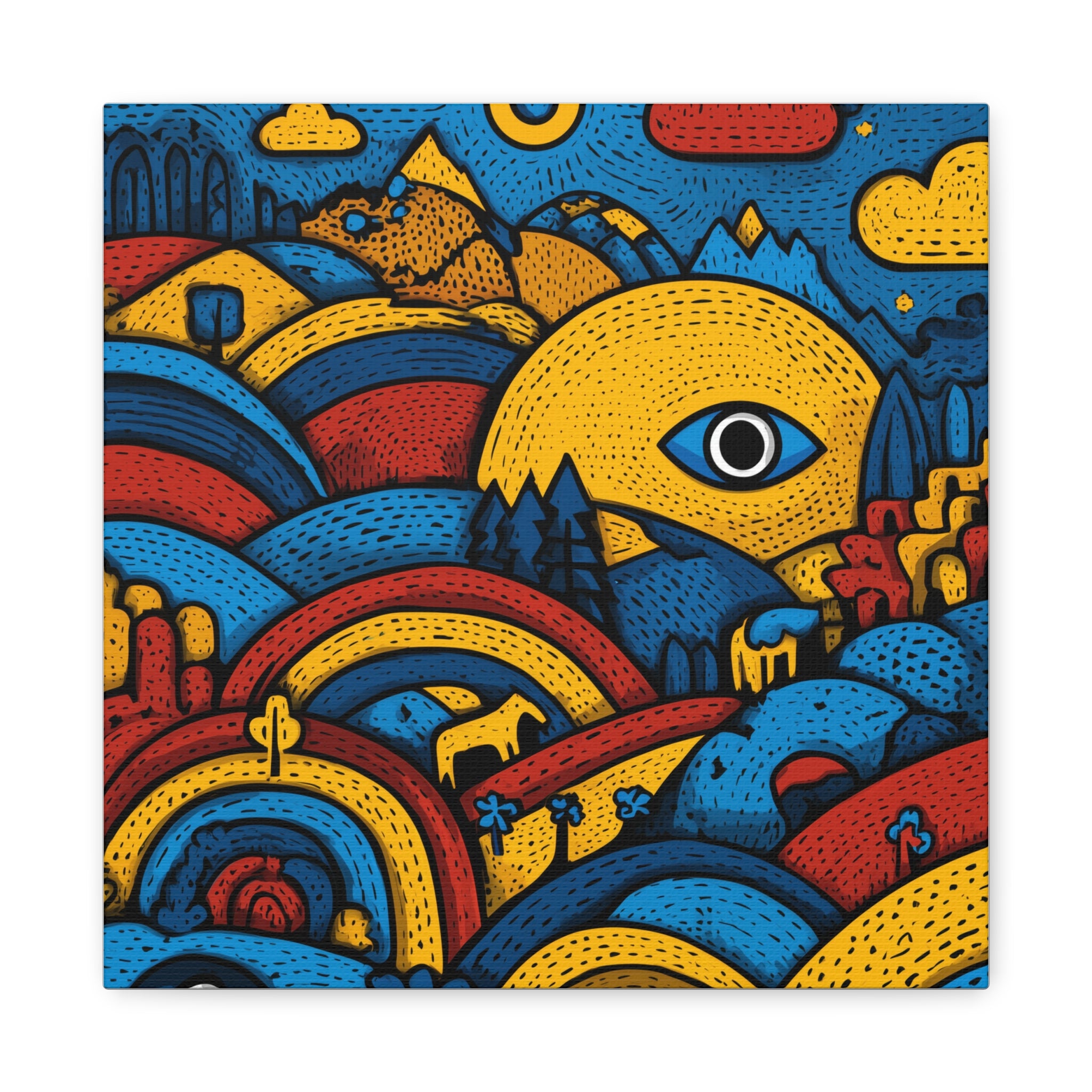 Colorful Landscape Canvas Artwork, Abstract Wall Decor, Home Wall Art, Boho Decor, Eye-catching Art for Living Room