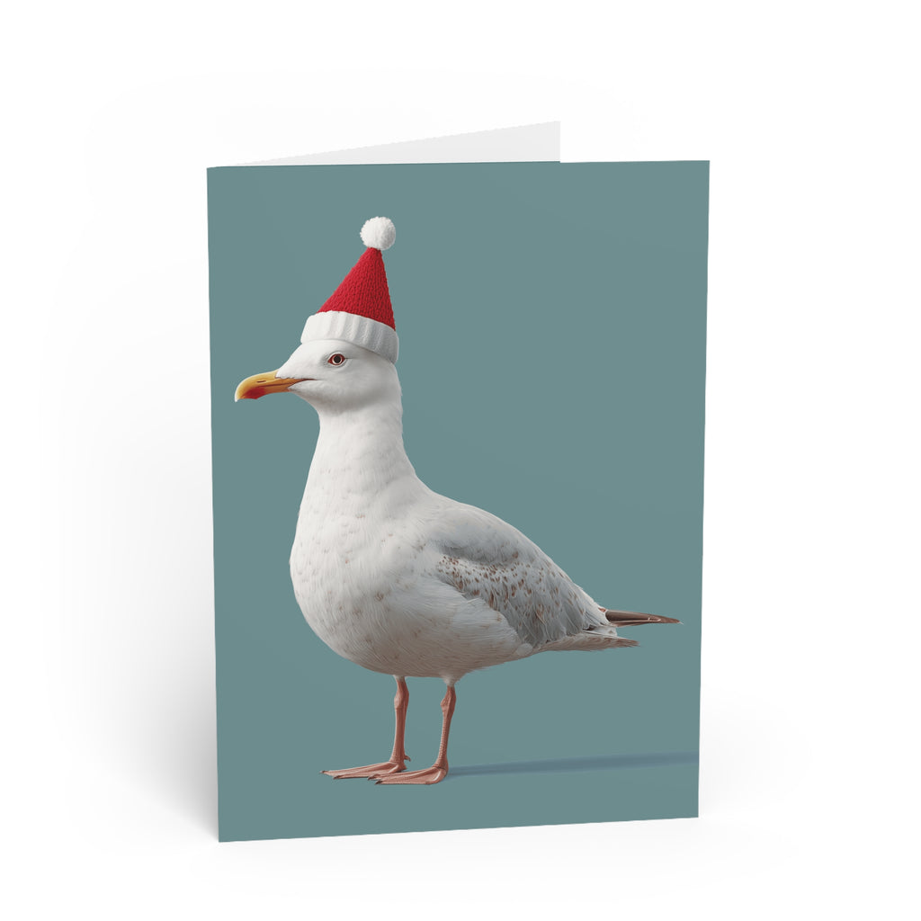 Holiday Seagull: Festive Bird Illustration, Digital Whimsy, Anthropomorphic Seabird Portrait | Custom Orders Accepted