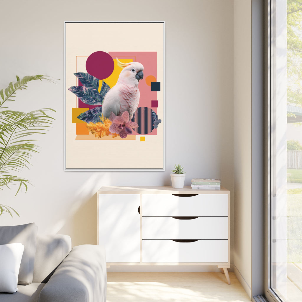 Cockatoo Geometric Framed Print : Tropical Digital Collage, Modern Abstract Design   |  Personalized & Custom Orders Available