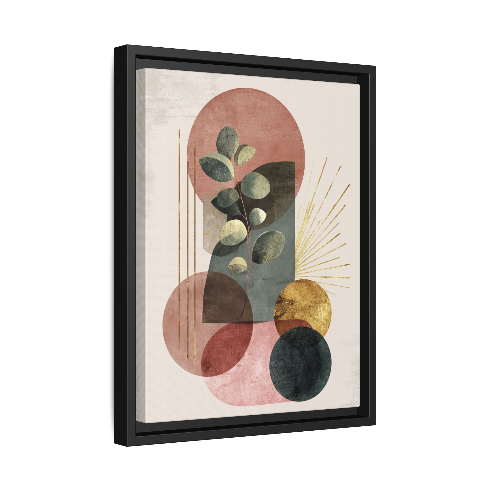 Botanical Geometric Symphony: Eucalyptus Harmony, Metallic Intersections, Modern Earth Tones   |   Custom Orders Accepted