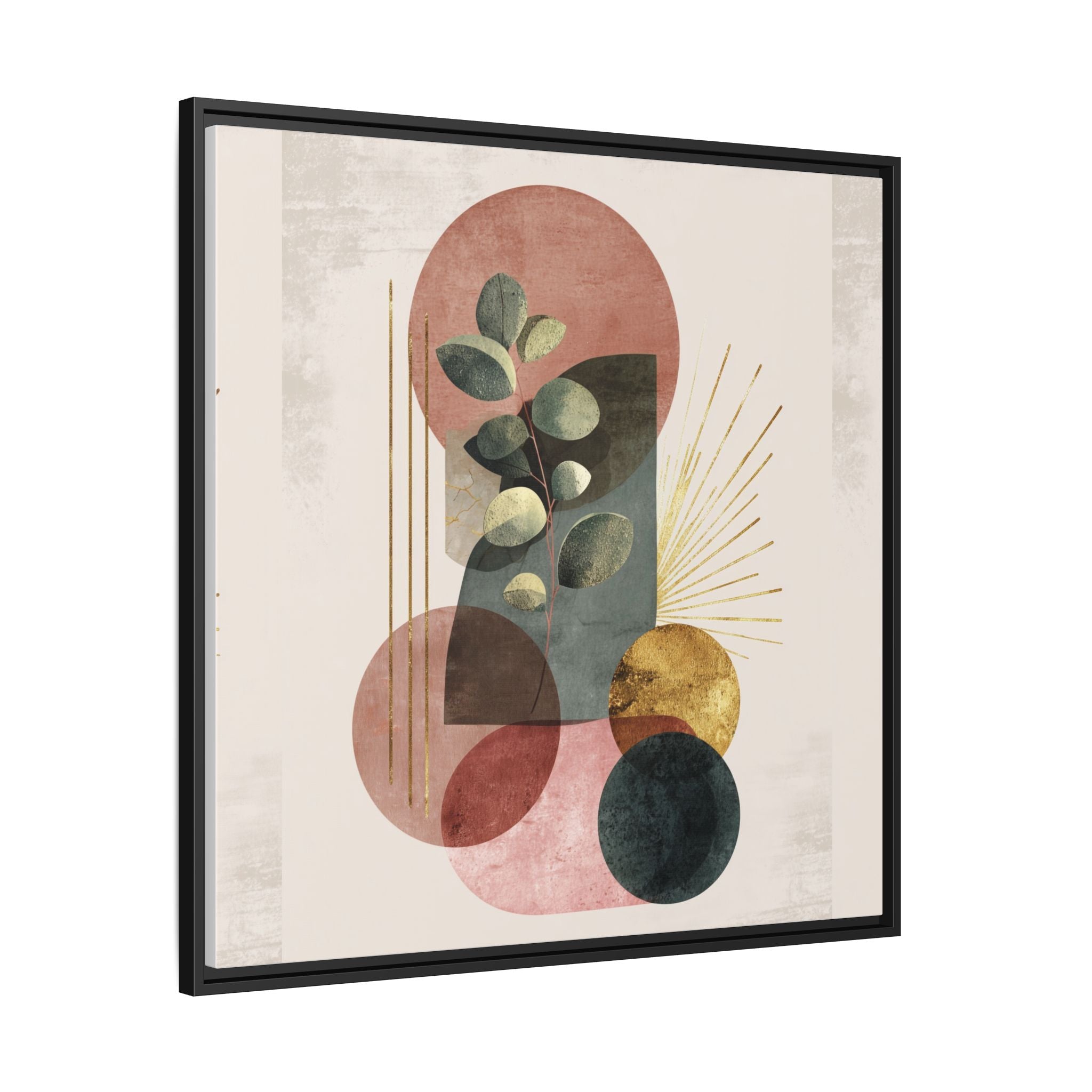 Botanical Geometric Symphony: Eucalyptus Harmony, Metallic Intersections, Modern Earth Tones   |   Custom Orders Accepted