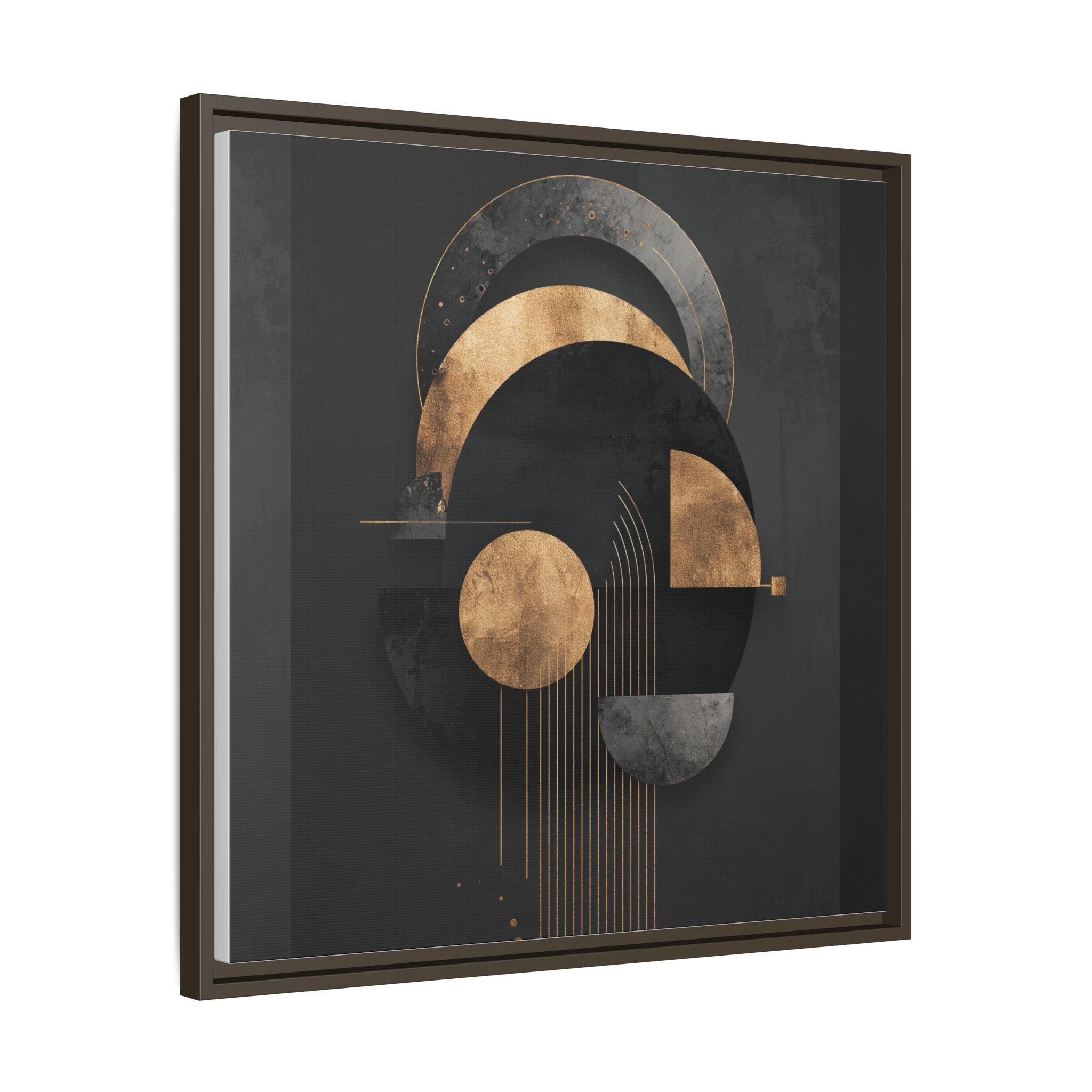 Geometric Resonance: Abstract Gold and Black Design, Minimalist Architectural Art, Modern Metallic Composition   |   Custom Orders Accepted