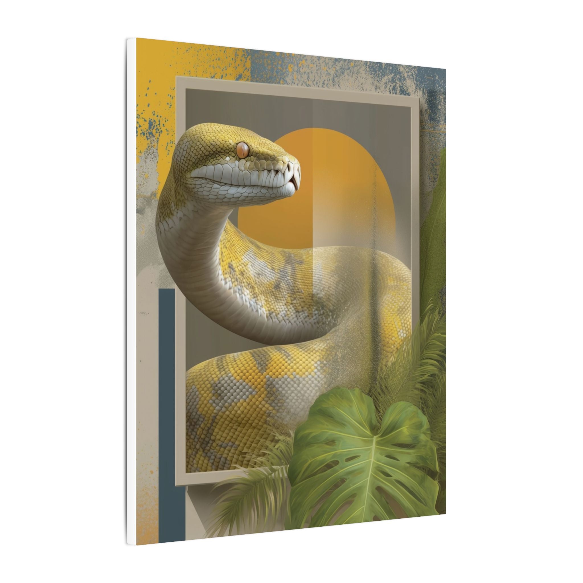 Serpent's Geometric Symphony: Tropical Python Illustration, Modern Graphic Design   |    Custom Orders Available