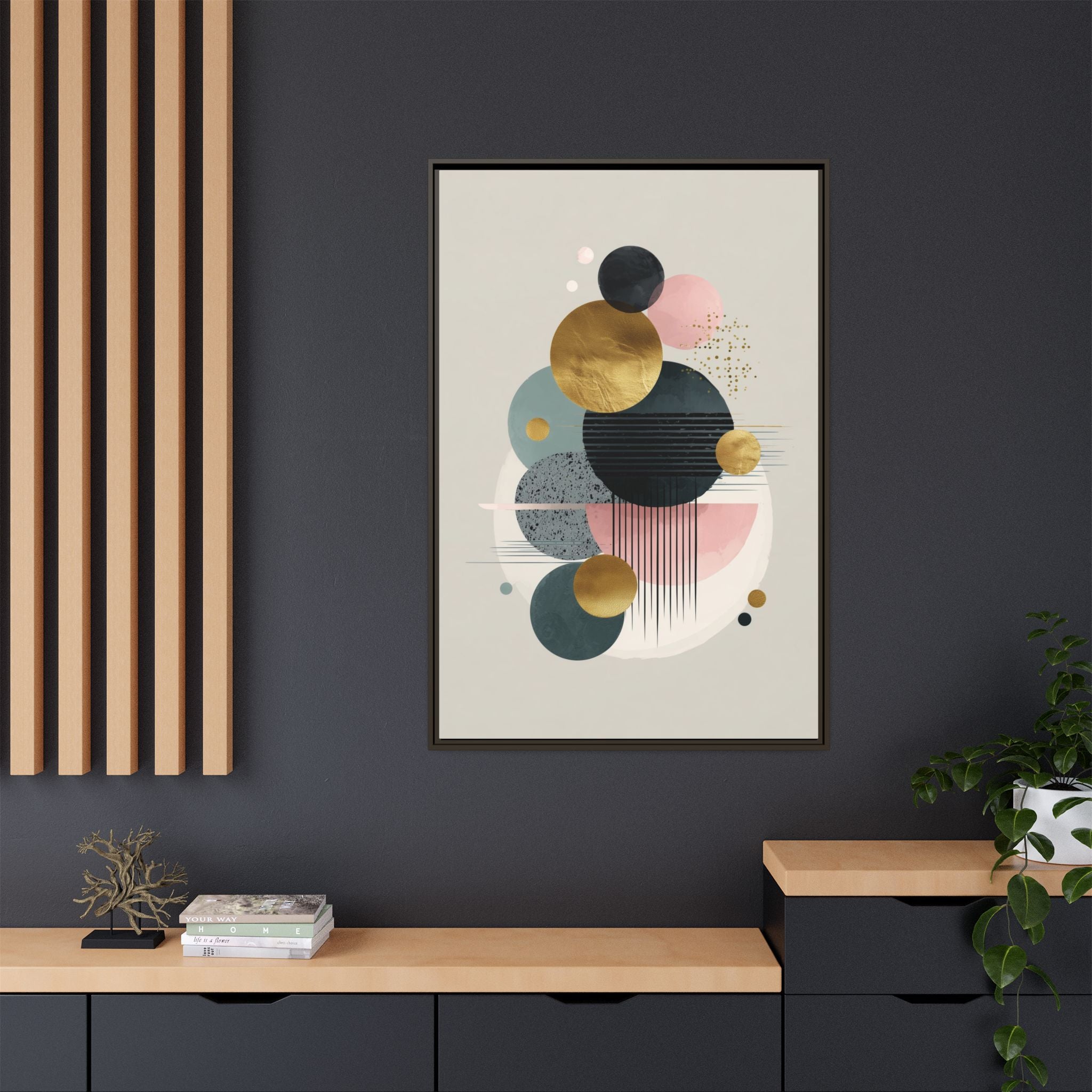 Geometric Harmony: Intersecting Circles, Mid-Century Modern Design, Abstract Metallic Composition   |   Custom Orders Accepted