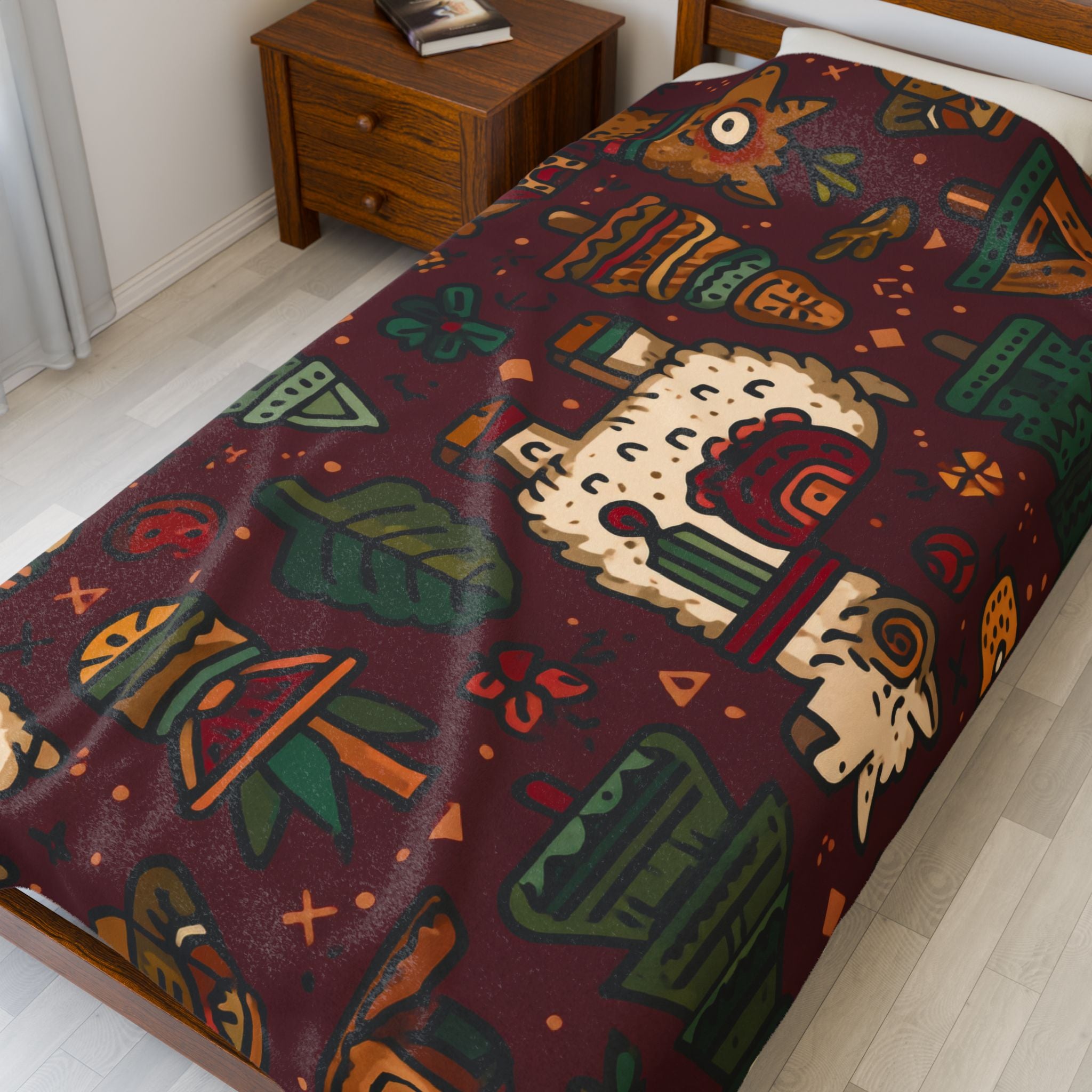 Colorful Llama Peruvian Cusco Plush Blanket, Cozy Home Decor, Unique Gift for Kids, Mexican Fiesta Theme, Perfect for Snuggling