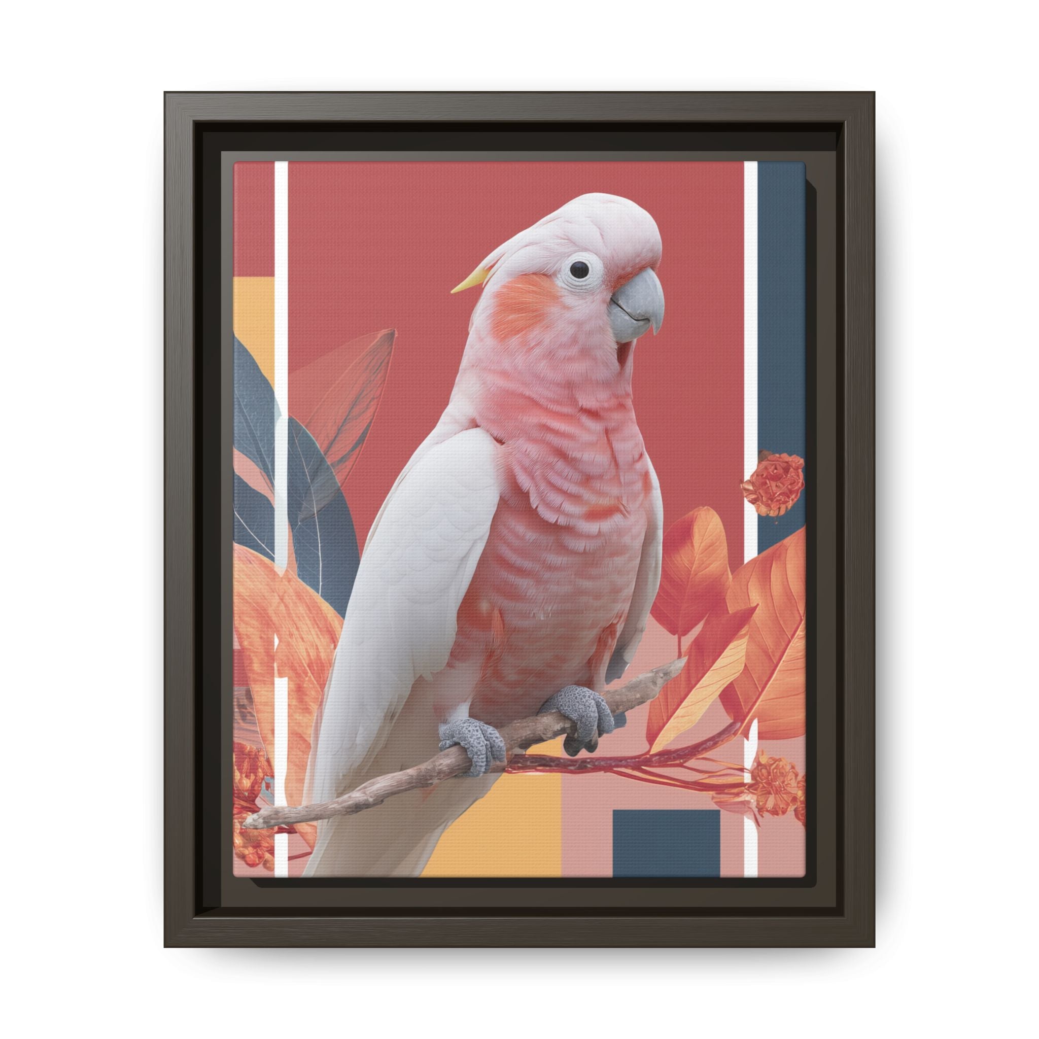 Framed Print: Cockatoo in Contemporary Geometric Style, Modern Avian Art Collection   |  Personalized & Custom Orders Available