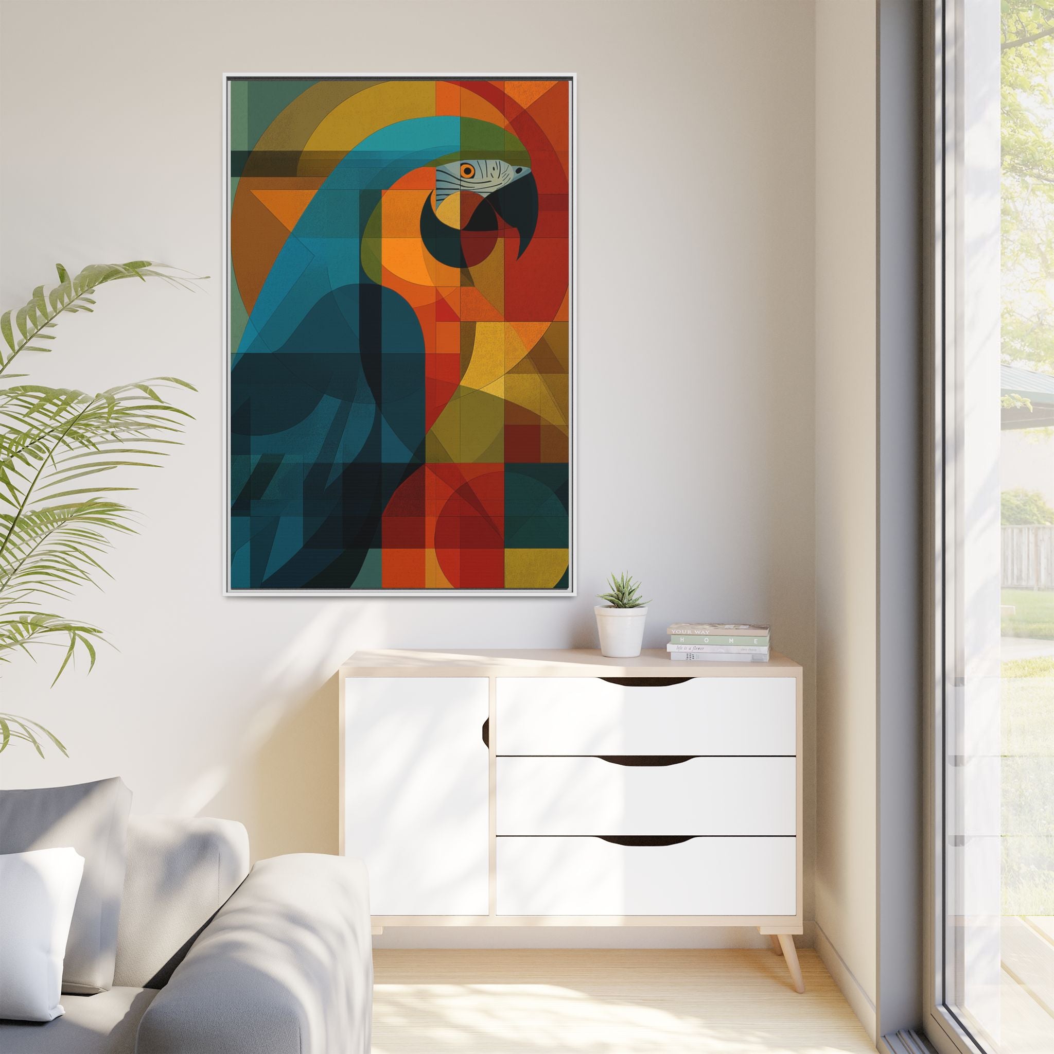 Prismatic Parrot Framed Print : Cubist Digital Geometry, Modernist Color Fragmentation   |  Personalized & Custom Orders Available