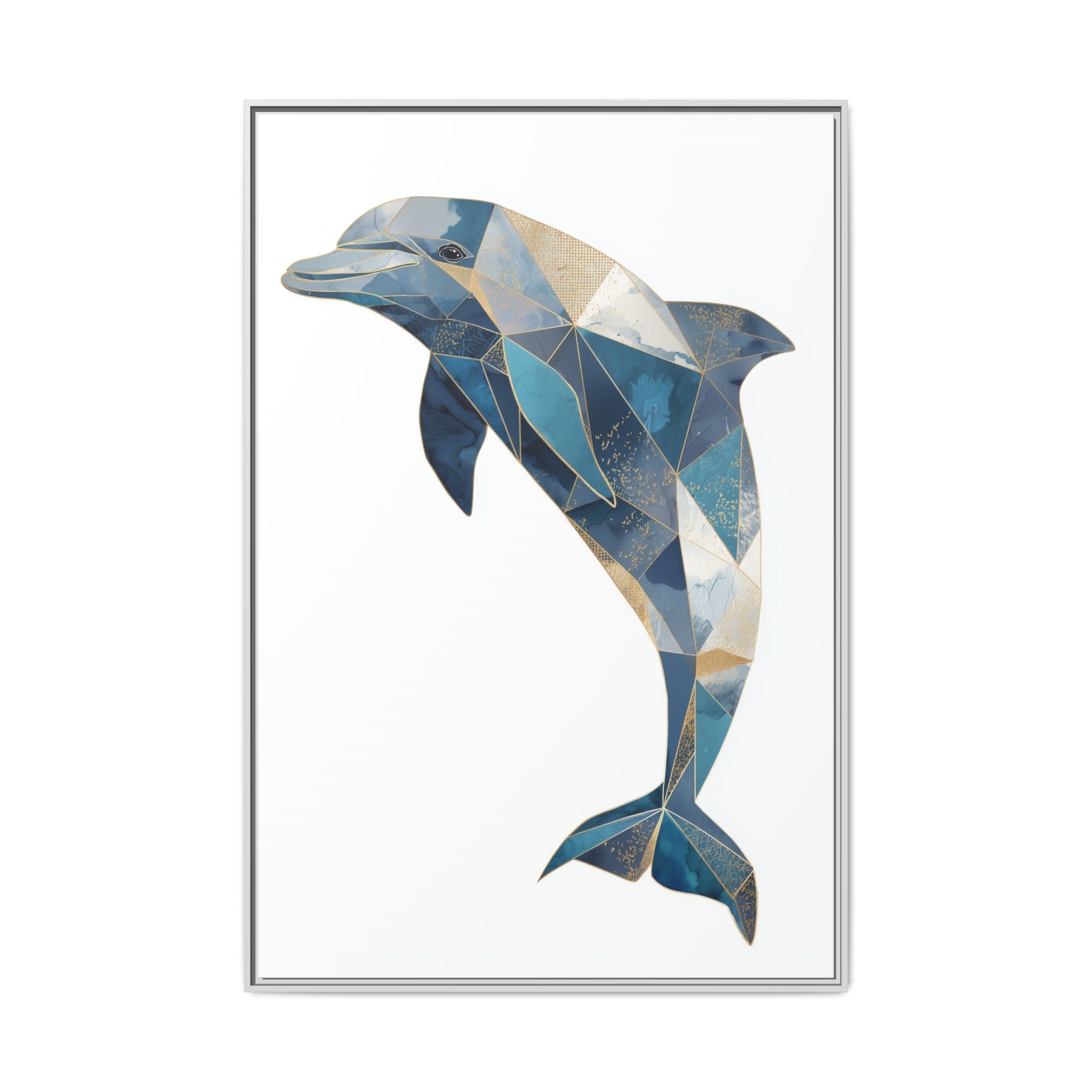 Geometric Dolphin Mosaic Framed Print , Contemporary Marine Art   |  Personalized & Custom Orders Available