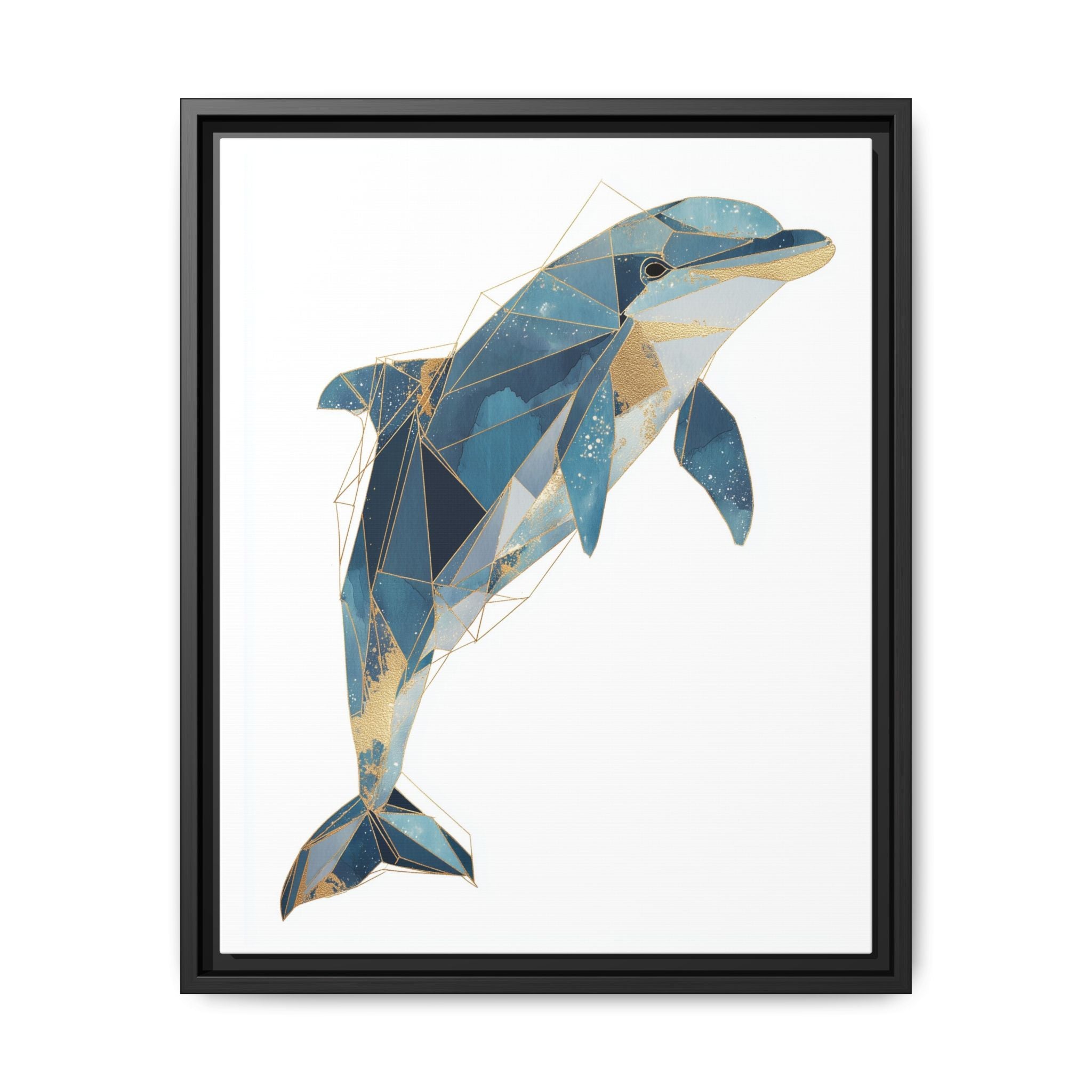 Crystalline Dolphin Framed Print : Geometric Marine Mosaic, Fractalized Blue Abstract   |  Personalized & Custom Orders Available