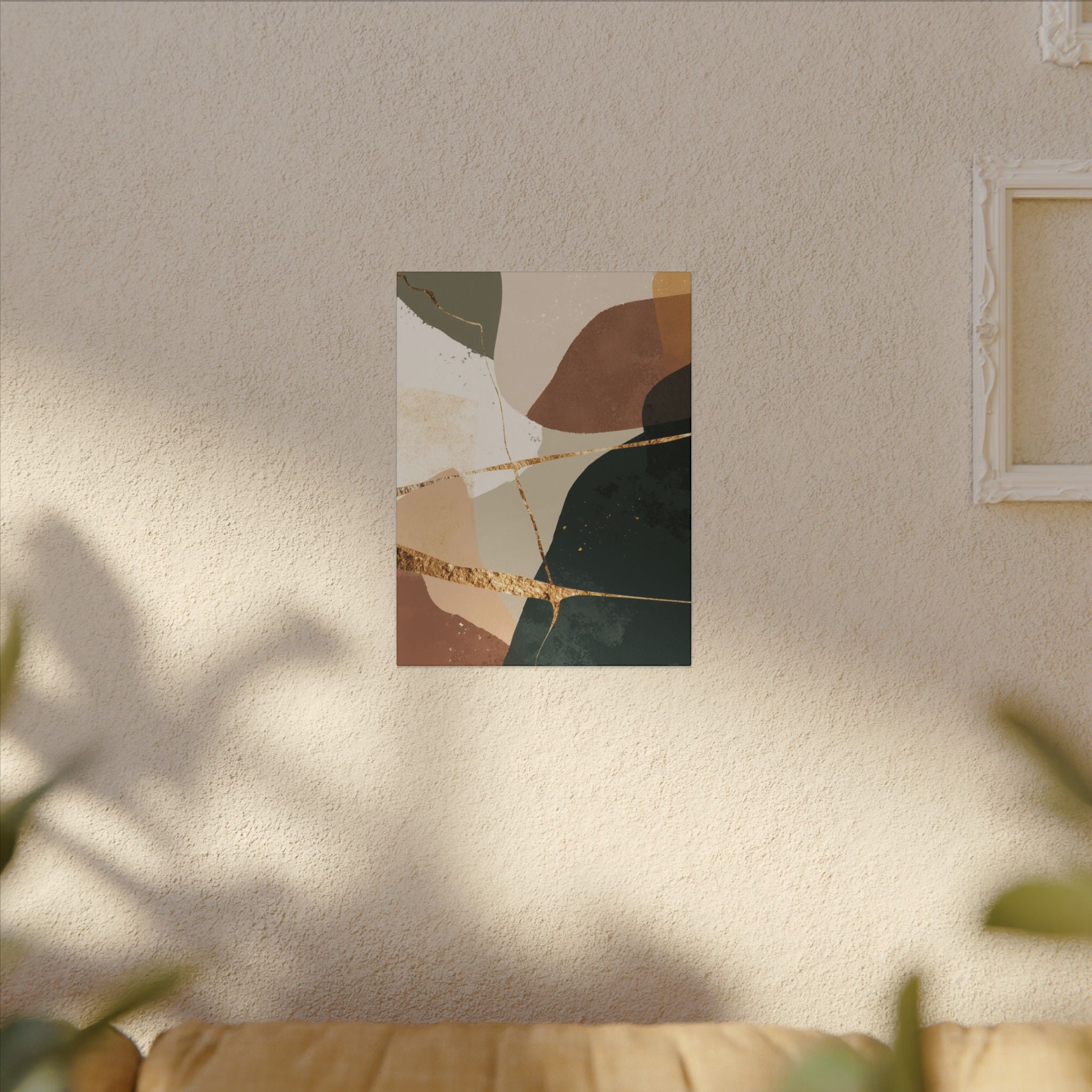 Canvas Print, Abstract Earthy Gold Wall Art, Modern Designer Home Decor, Stretched Matte Canvas; Thick, Multi-Size, Office Decor