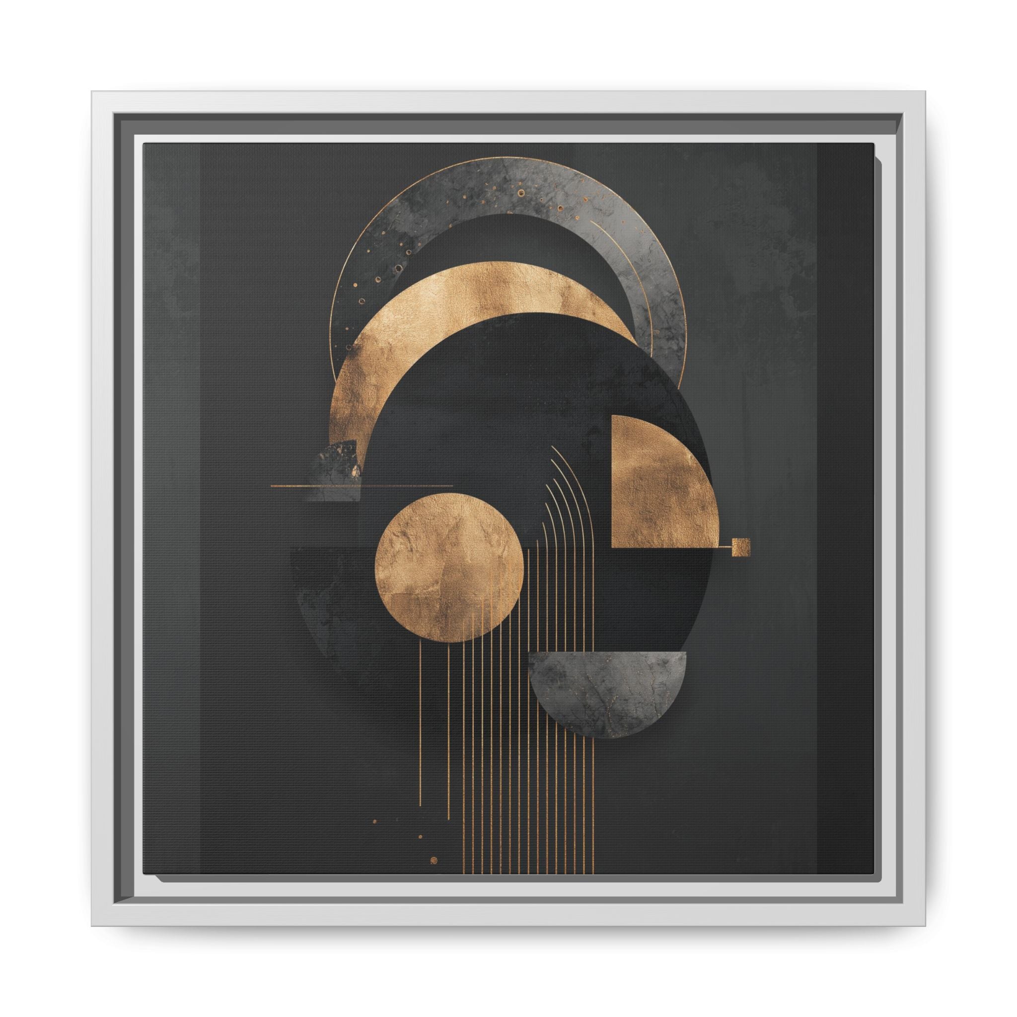 Geometric Resonance: Abstract Gold and Black Design, Minimalist Architectural Art, Modern Metallic Composition   |   Custom Orders Accepted