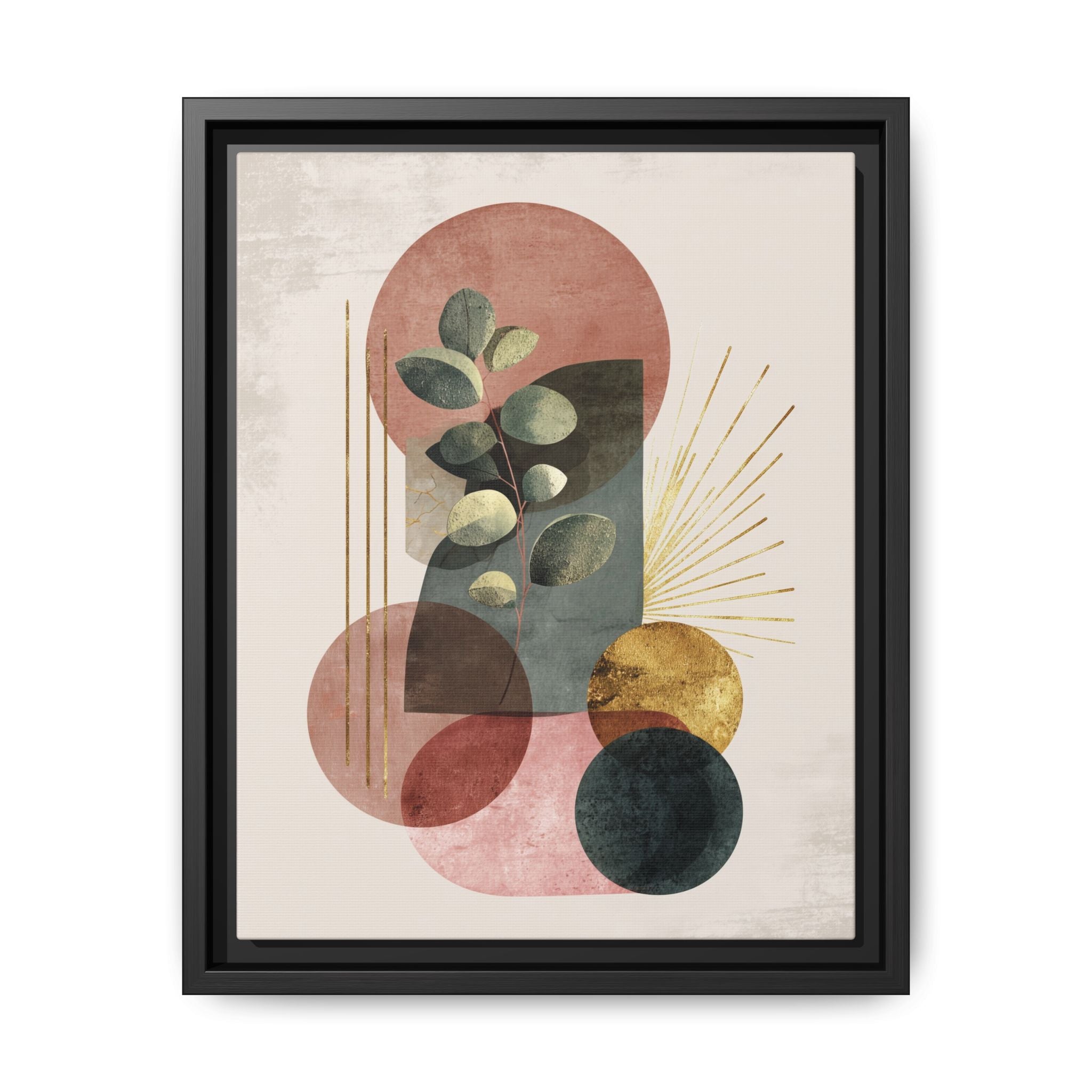 Botanical Geometric Symphony: Eucalyptus Harmony, Metallic Intersections, Modern Earth Tones   |   Custom Orders Accepted