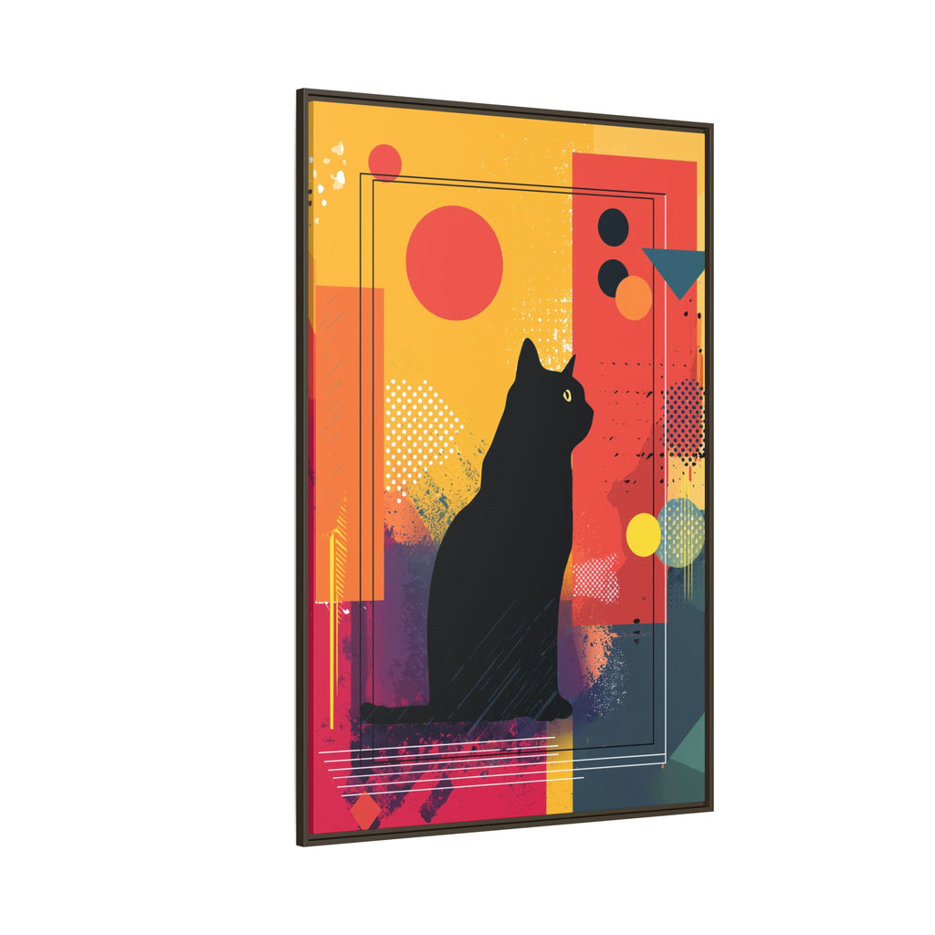 Feline Geometry Framed Print: Abstract Cat Silhouette, Retro Digital Design   |  Personalized & Custom Orders Available