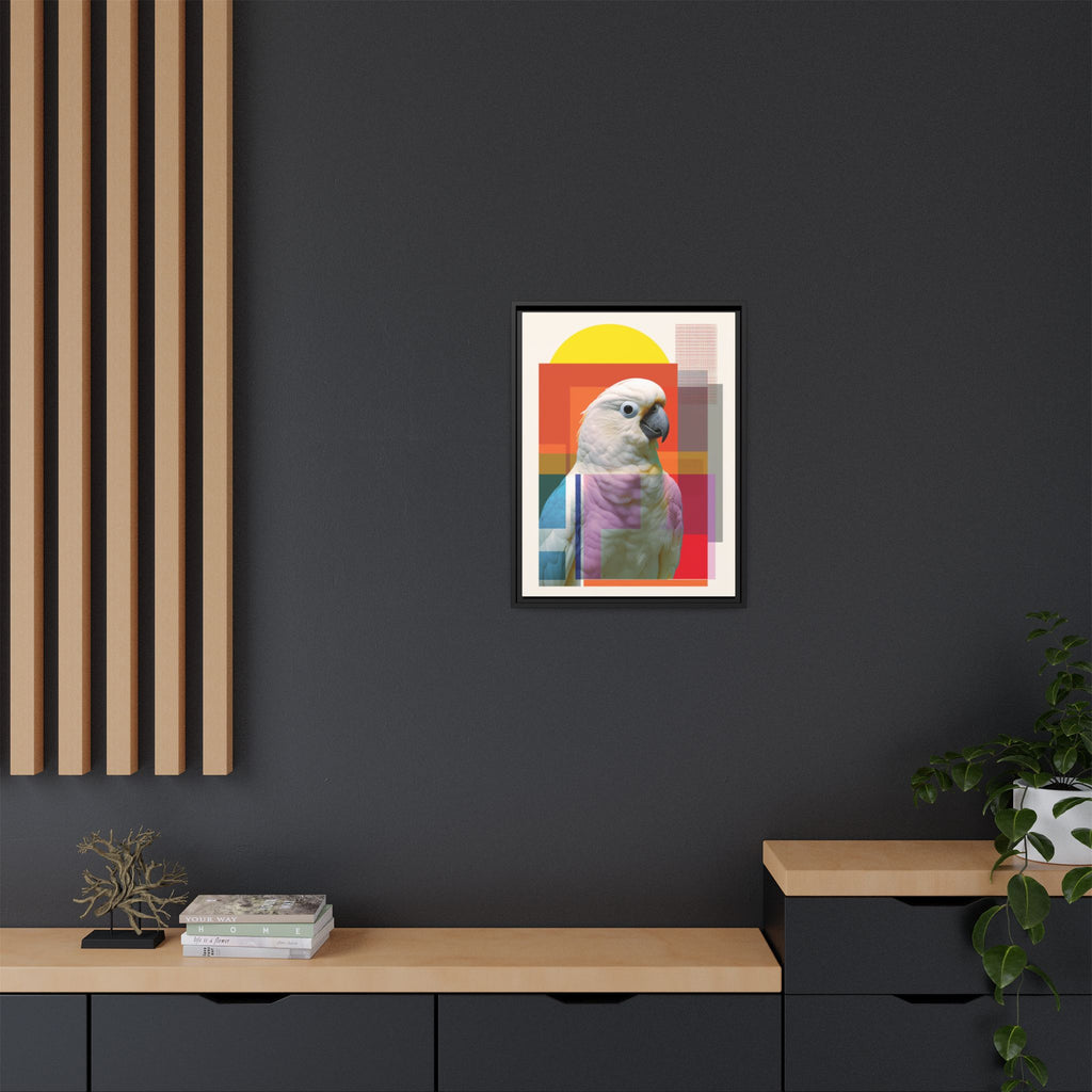 Cockatoo Chromatics Framed Print: Geometric Wildlife Portrait, Contemporary Art Print   |  Personalized & Custom Orders Available