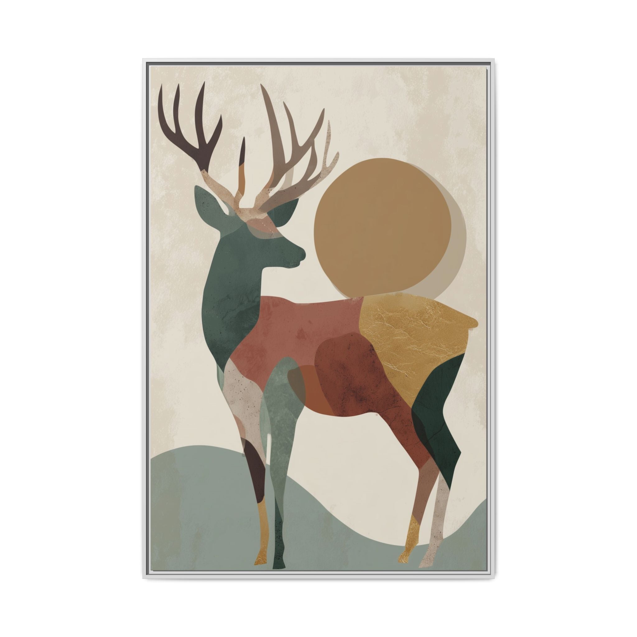 Geometric Deer Mosaic Framed Print : Modern Abstract Wildlife Art, Minimalist Nature Print   |  Personalized & Custom Orders Available