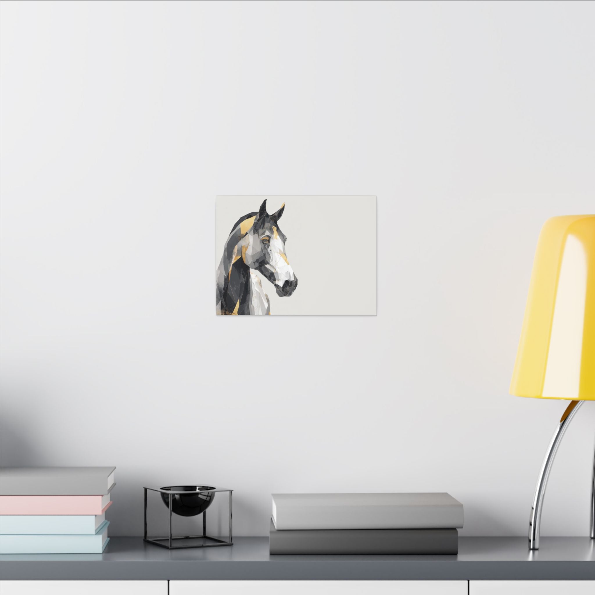 Geometric Equine Elegance: Polygonal Horse Portrait, Modern Digital Art, Metallic Cubist Interpretation   |  Personalized & Custom Orders