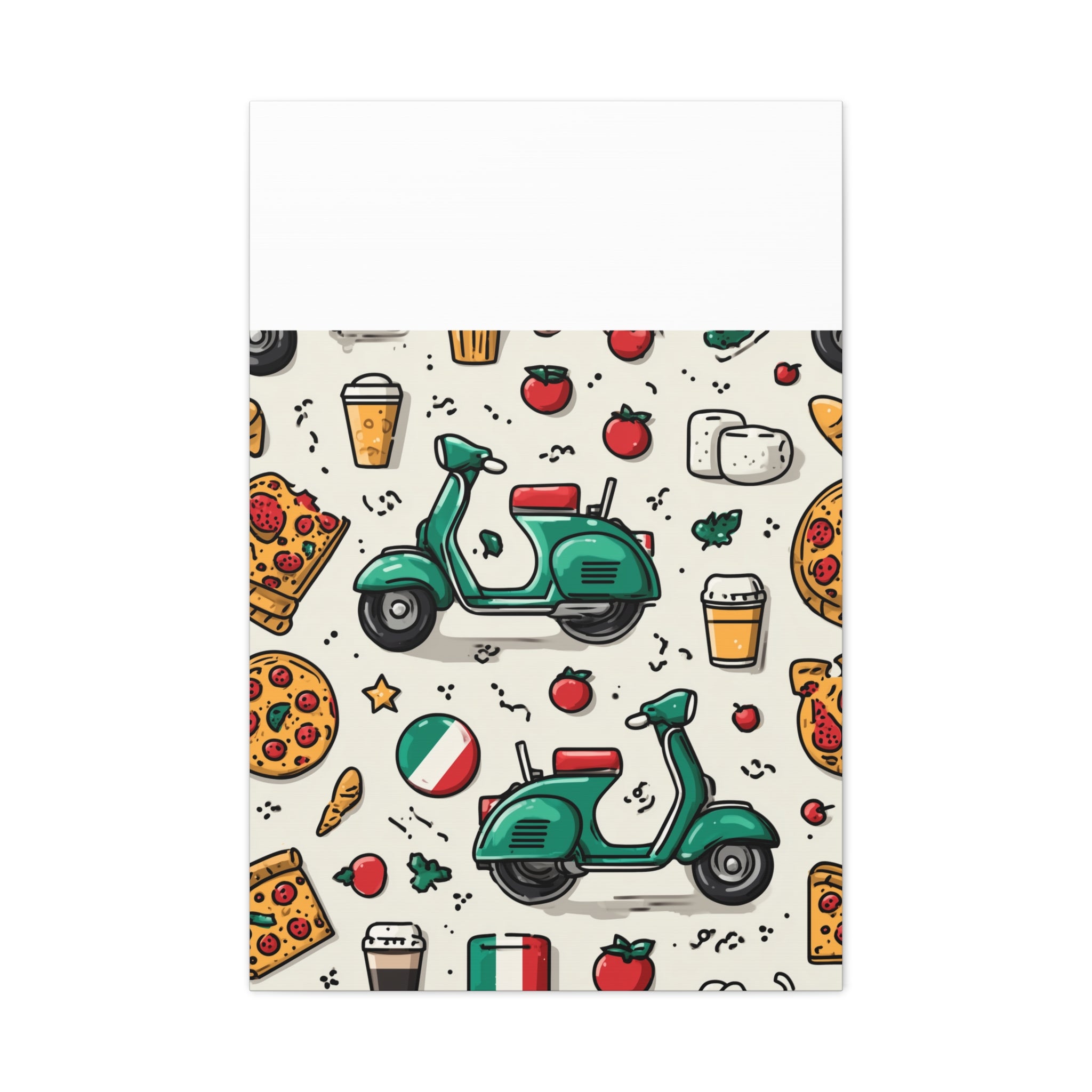 Vibrant Travel Nostalgia Canvas Art, Scooter Decor, Foodie Wall Art, Fun Home Decor, Gift for Adventurers, Kitchen Wall Hanging