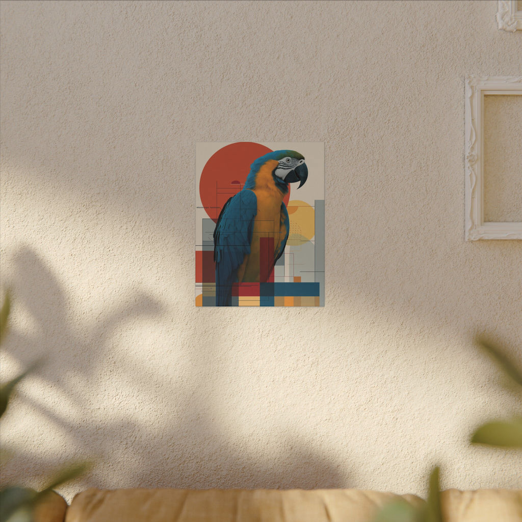 Chromatic Convergence: Macaw in Modernist Geometry, Abstract Avian Portrait   |    Custom Orders Available