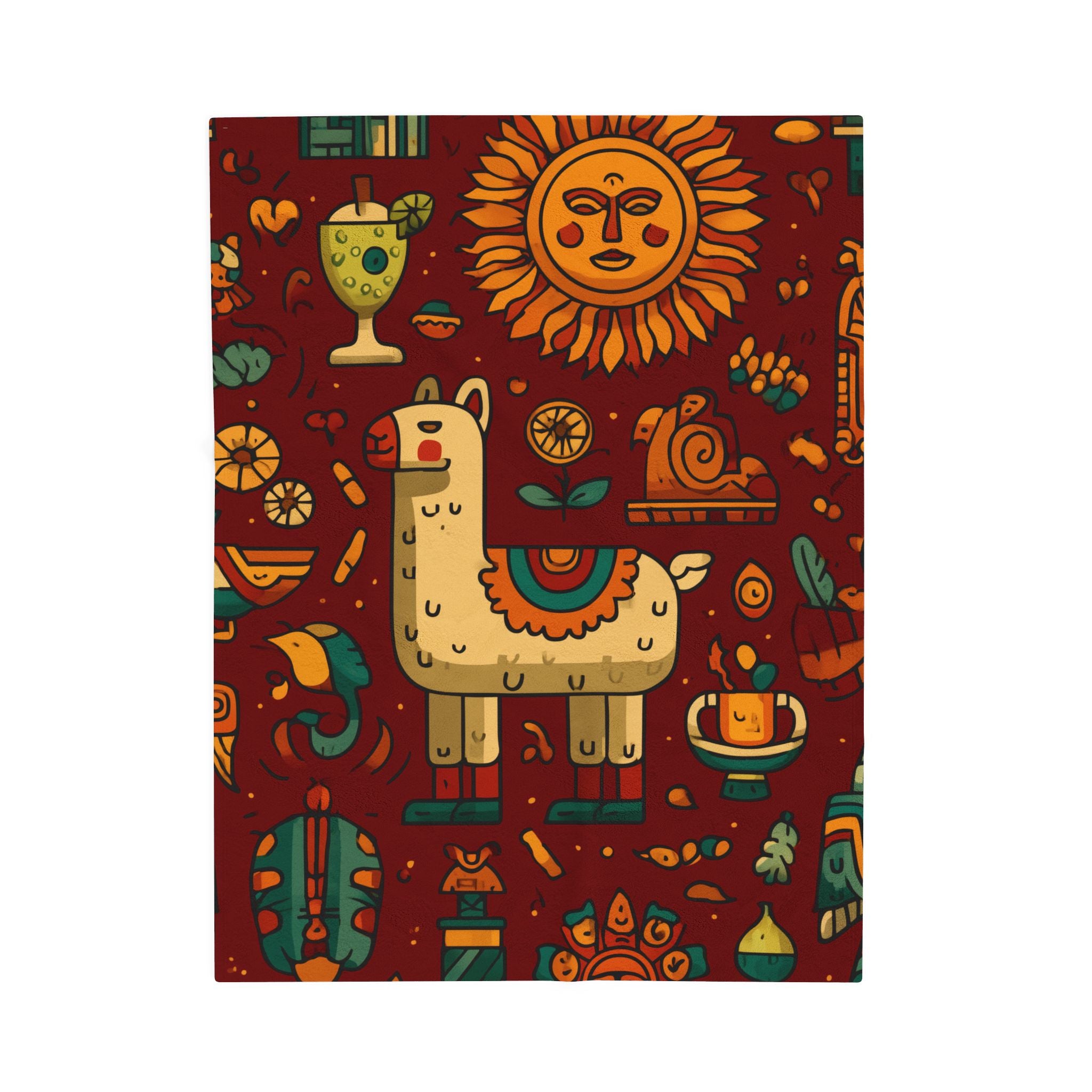 Colorful Llama Peruvian Cusco Plush Blanket, Cozy Home Decor, Unique Gift for Kids, Mexican Fiesta Theme, Perfect for Snuggling