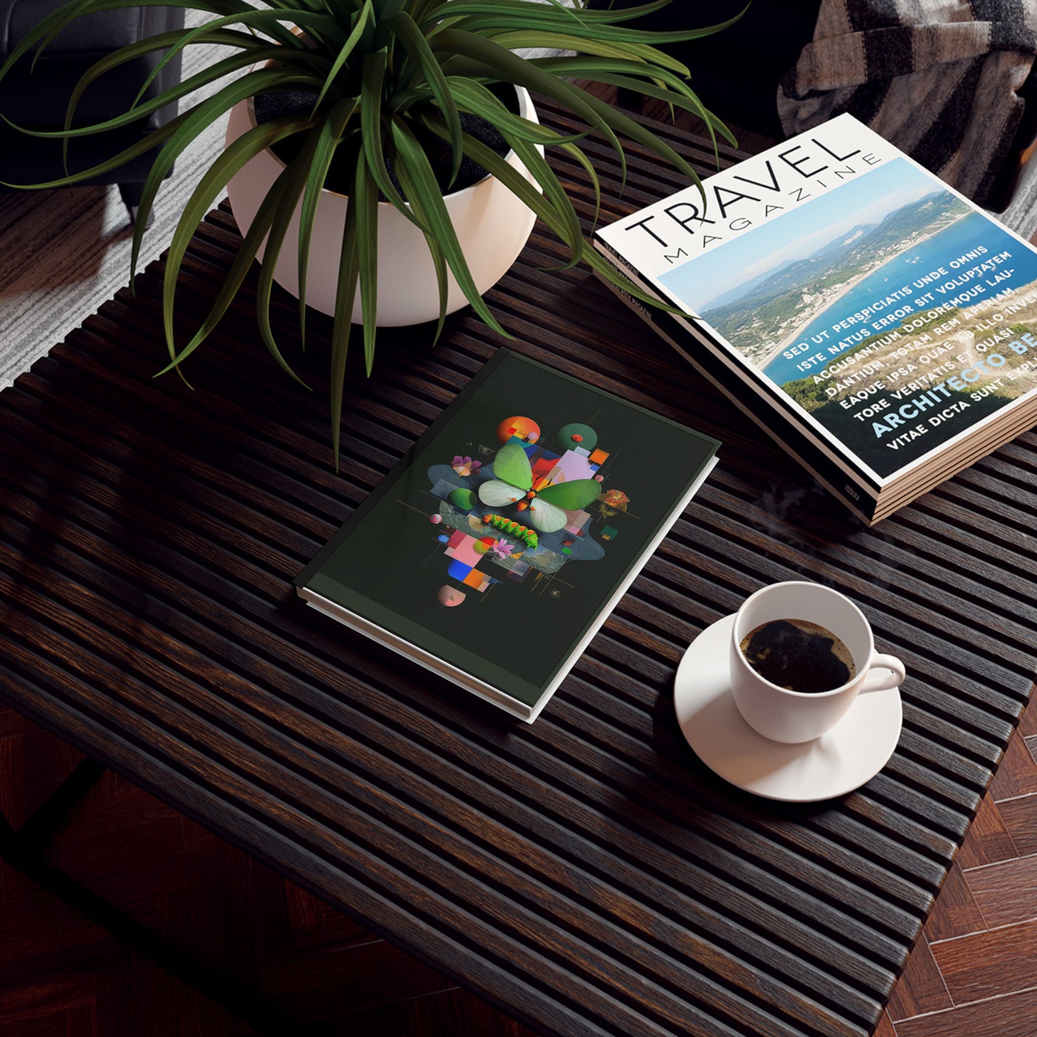 Geometric Nature Symphony: Abstract Butterfly Design, Digital Modernist Art Composition Personalized Journal   |