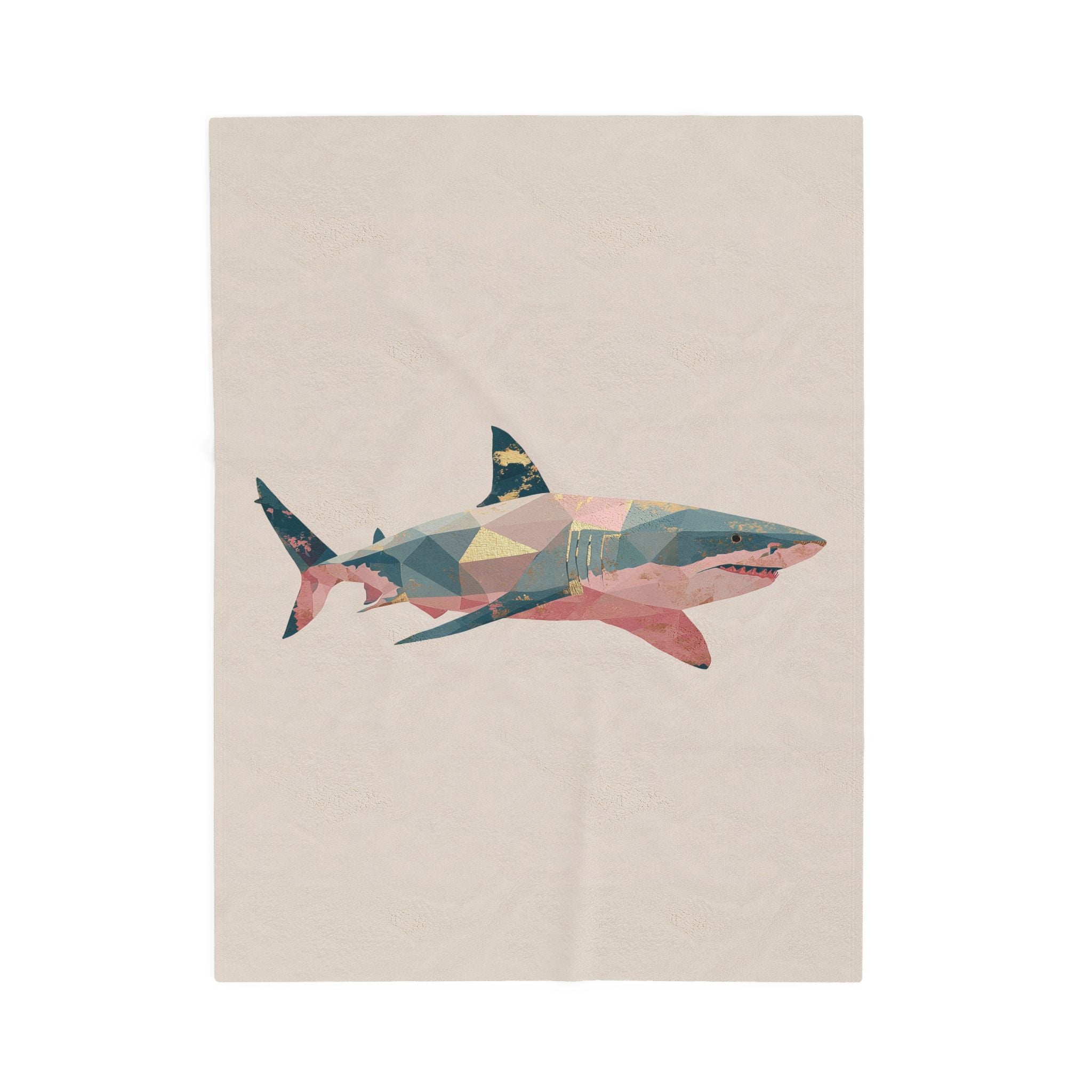 Velveteen Plush Blanket, Geometric Abstract Pastel Shark Throw, Bedspread, Bed Cover, Home Decor, Cozy Blanket