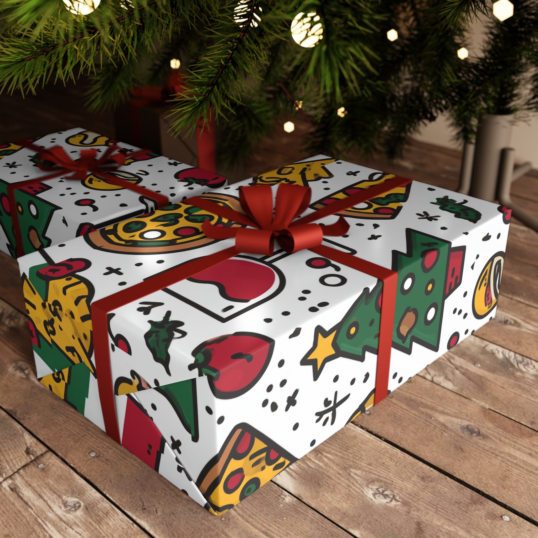 Wrapping Paper, Italian Themed Gift Wrap Sheets with Wine and Pizza Design, Birthday, Christmas, Holidays, 1pc, Decorative Paper Roll,